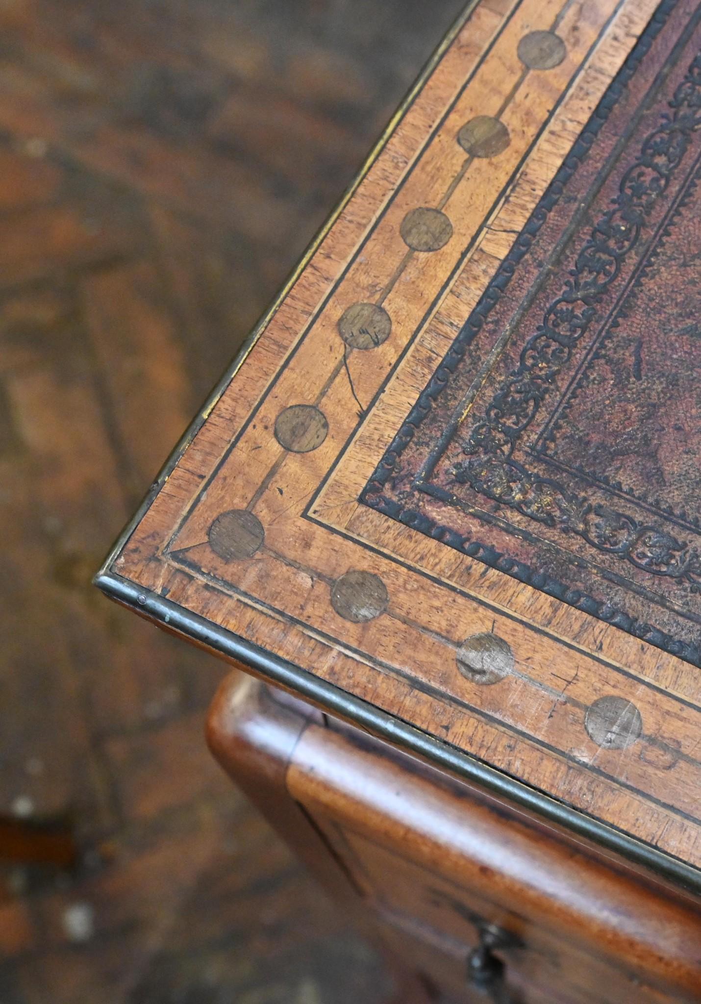 Edwardian Pedestal Desk Sheraton Inlay Writing Table 1900 For Sale 6