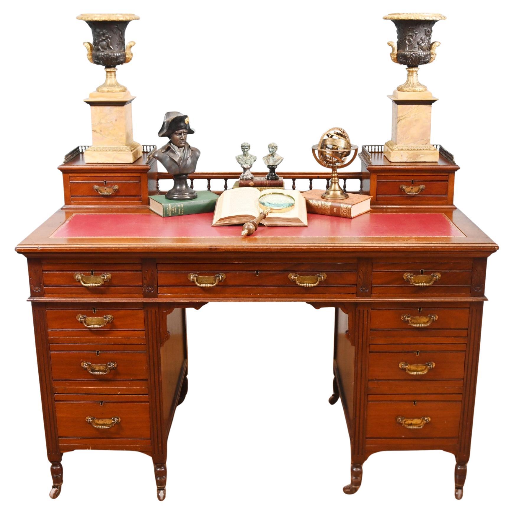 Escritorio eduardiano con pedestal Mesa de escritorio Caoba 1910