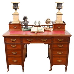 Antique Edwardian Pedestal Desk Writing Table Mahogany 1910