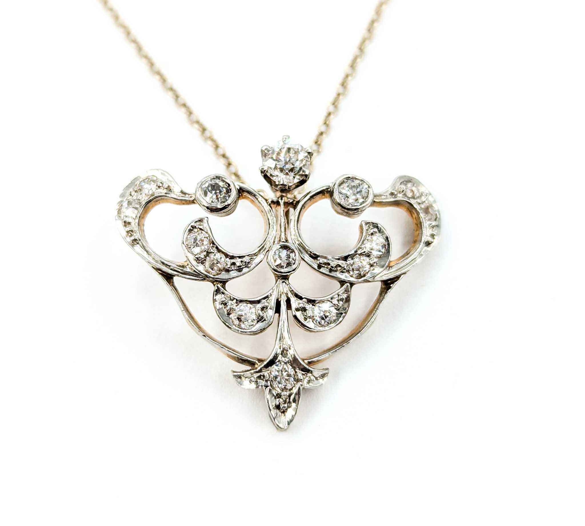 Edwardian Pendant Lavalier in 14k White Gold For Sale 5