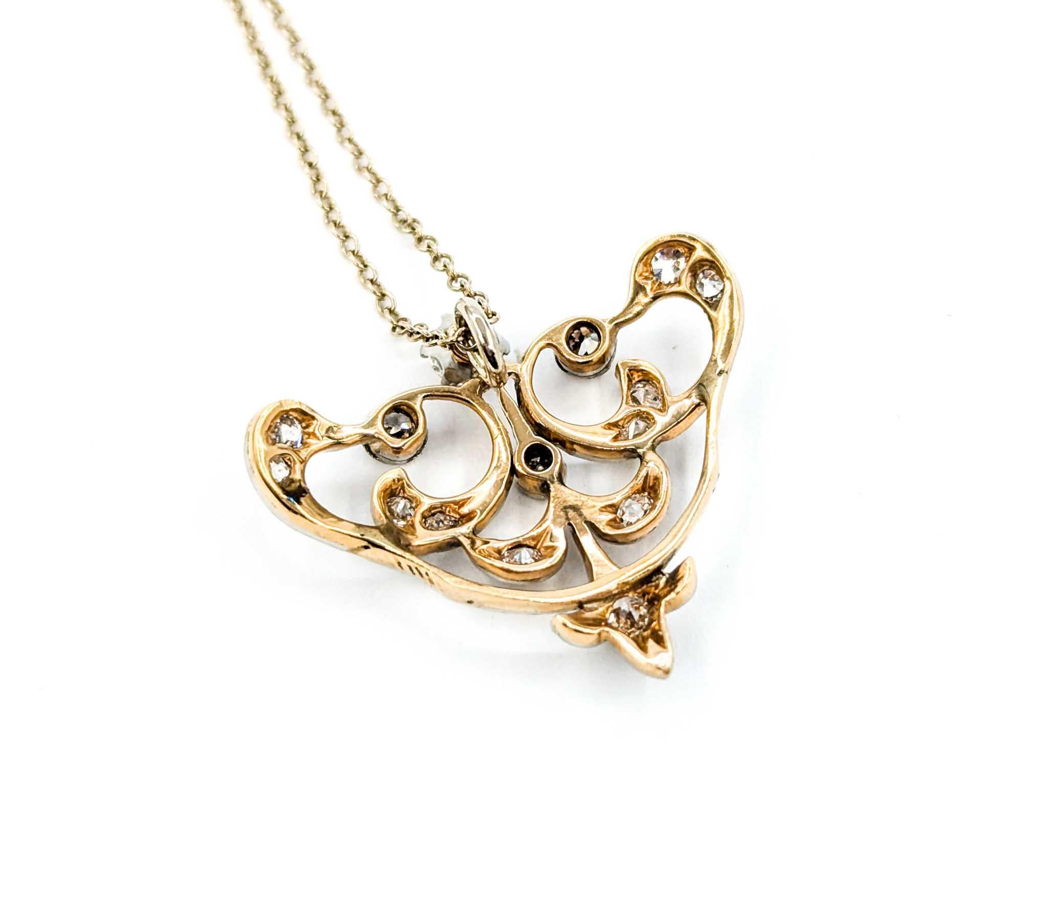 Edwardian Pendant Lavalier in 14k White Gold For Sale 1