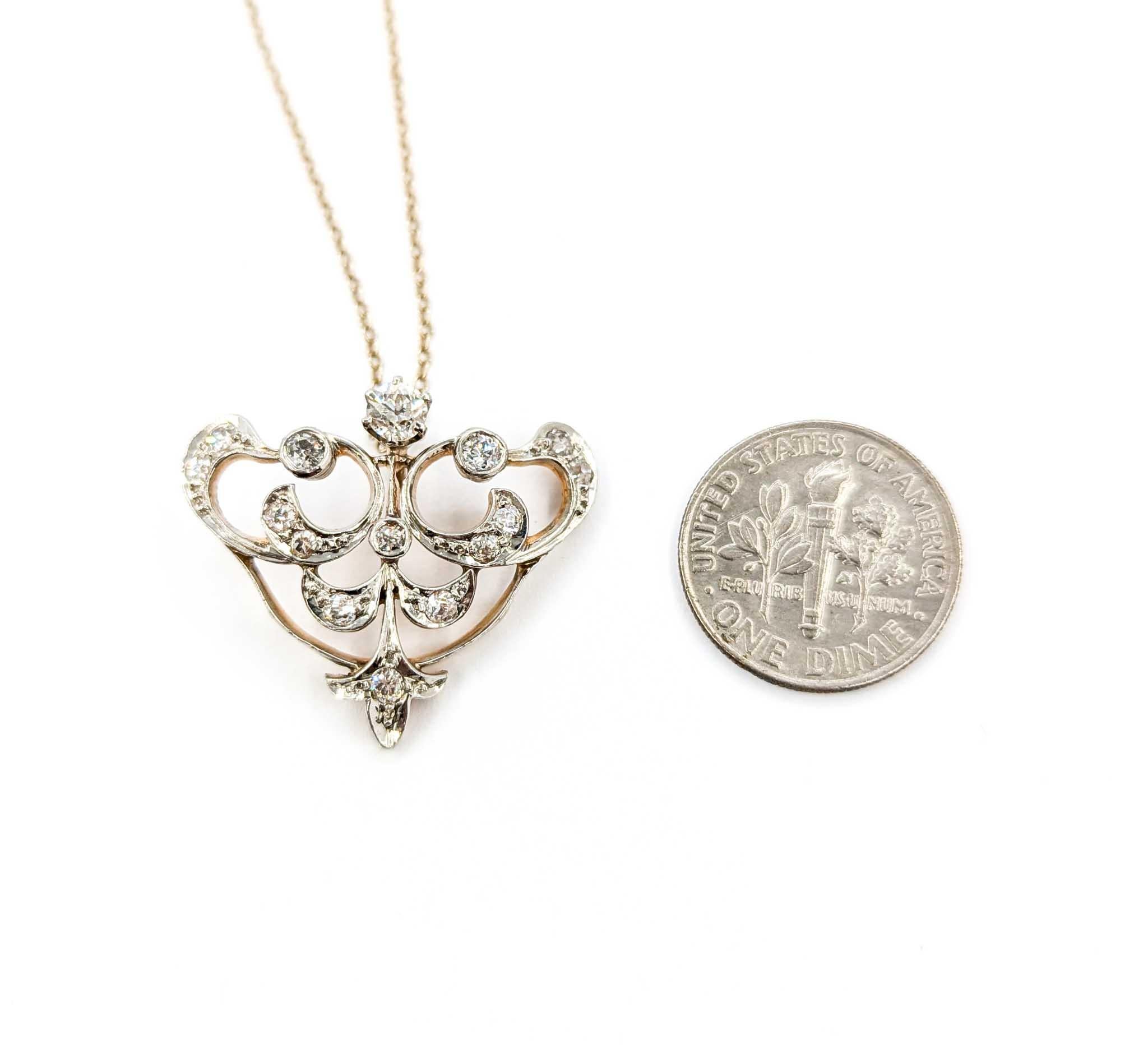 Edwardian Pendant Lavalier in 14k White Gold For Sale 3