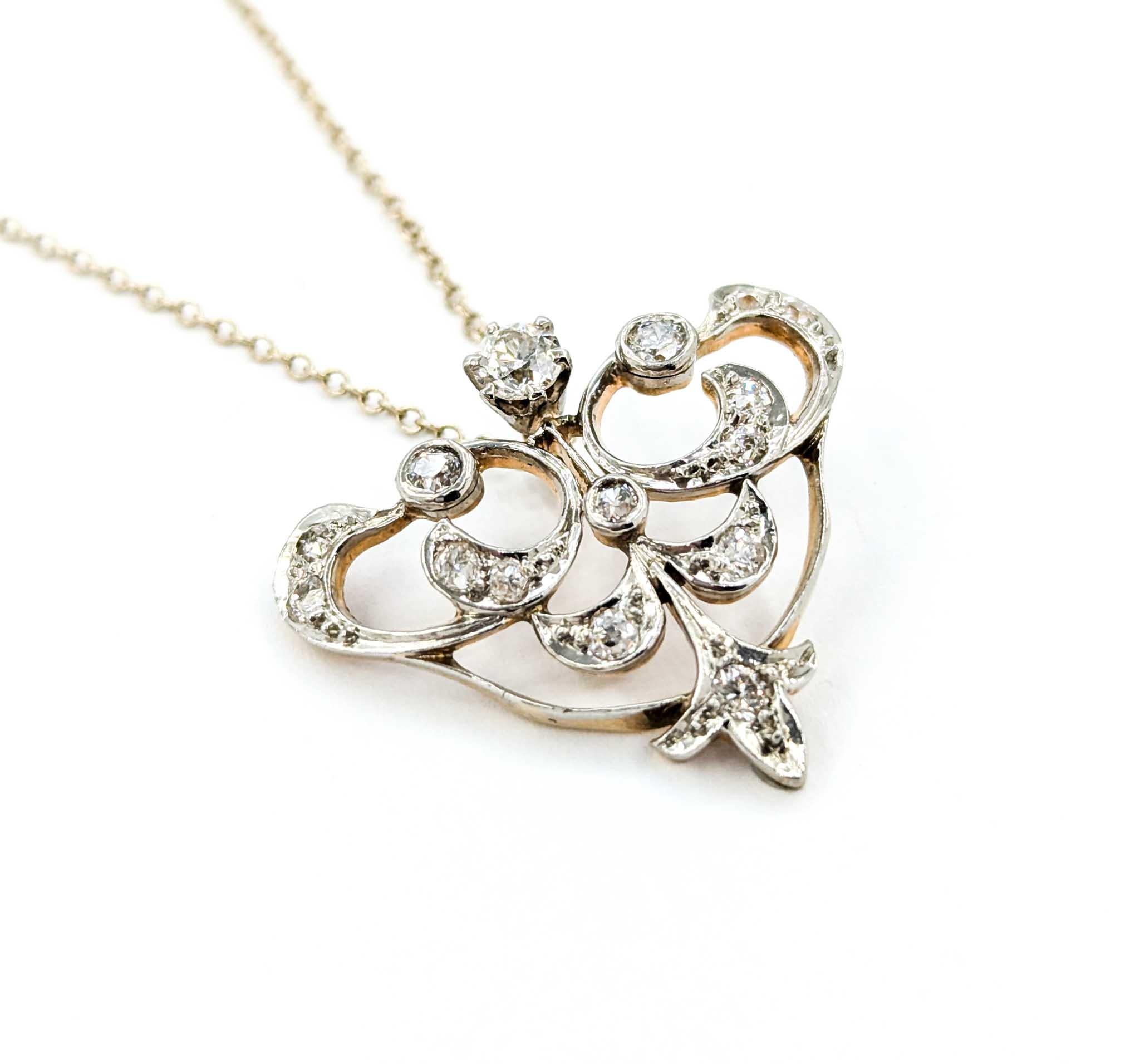 Edwardian Pendant Lavalier in 14k White Gold For Sale 4
