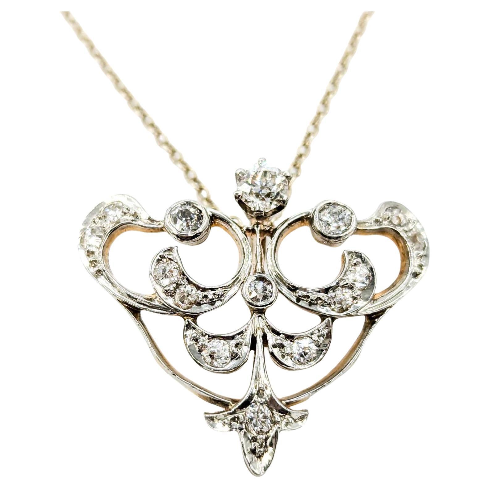 Edwardian Pendant Lavalier in 14k White Gold