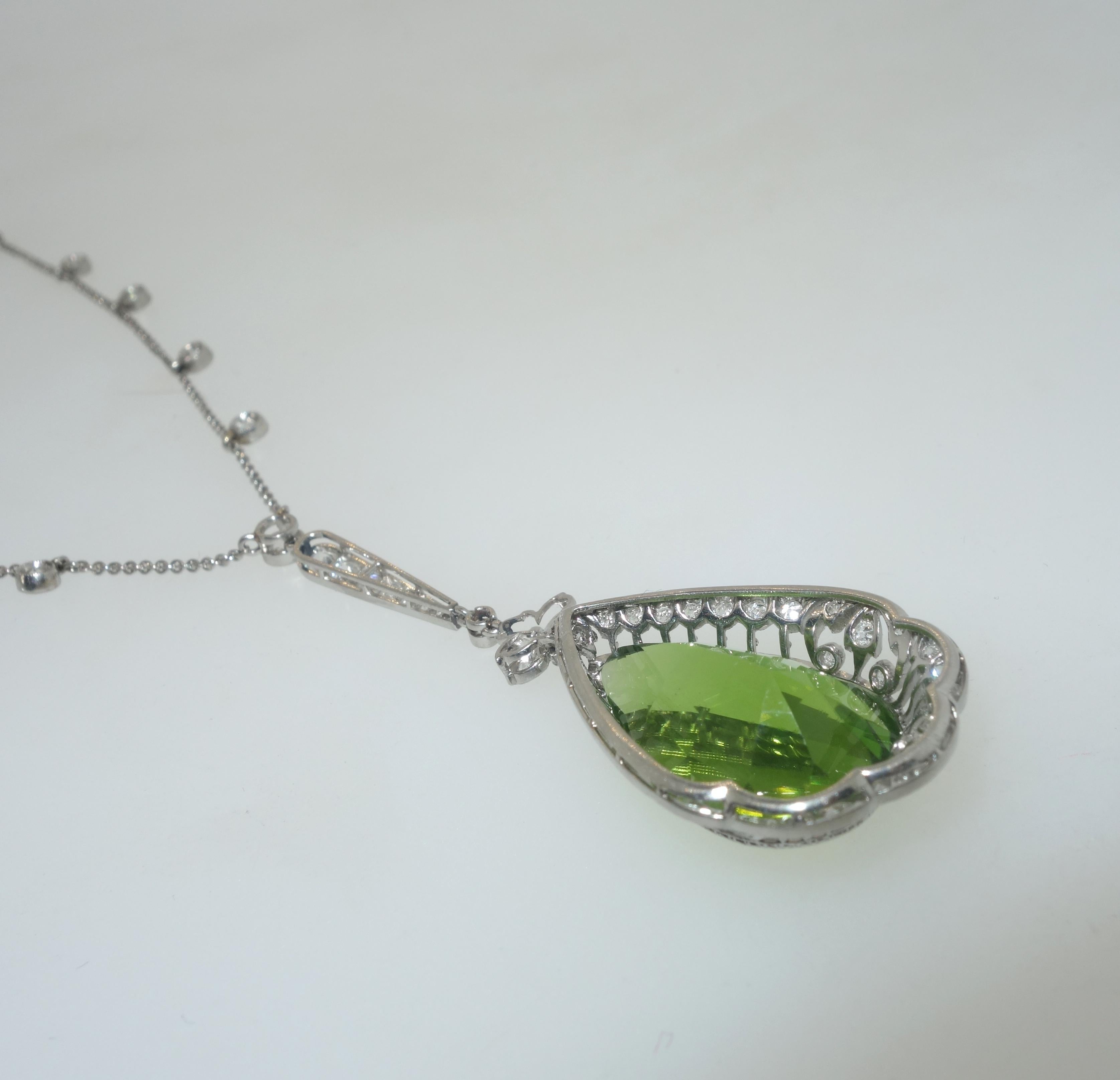 Edwardian Peridot and Diamond Necklace, Shreve & Co., circa 1918 8