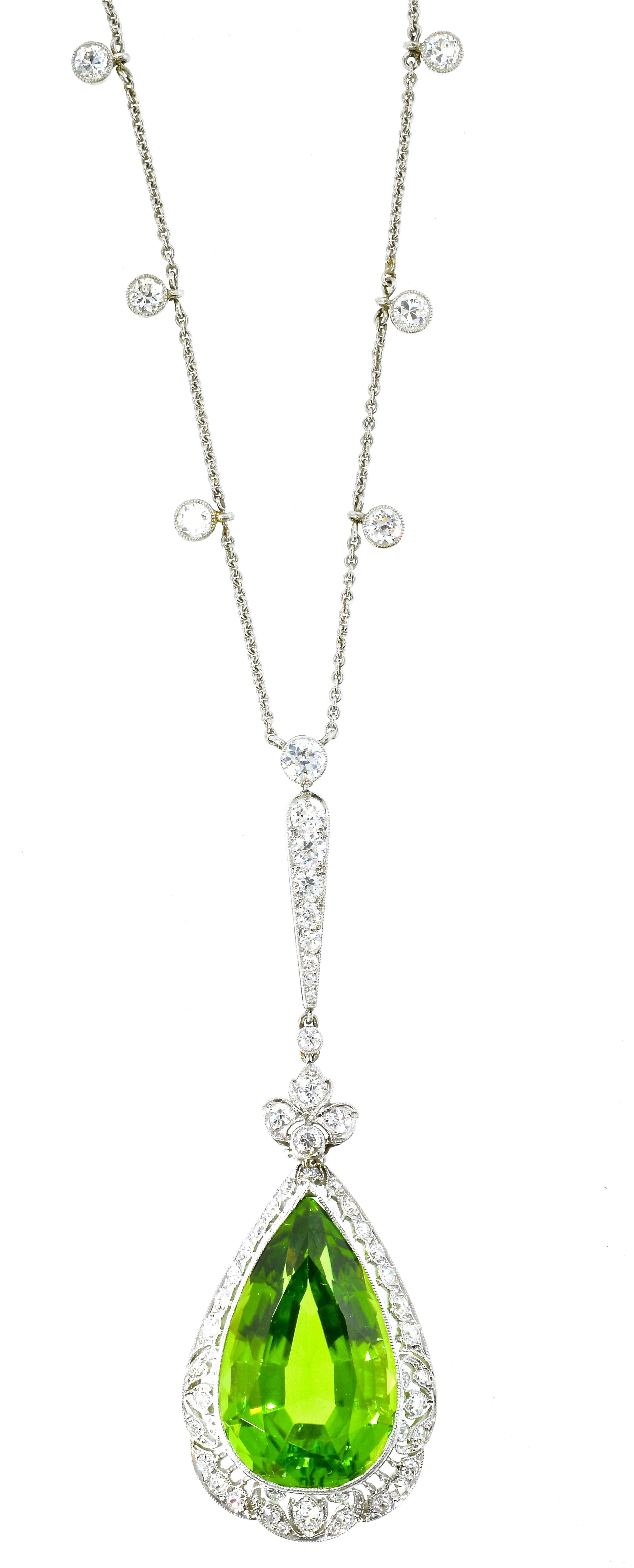 Edwardian Peridot and Diamond Necklace, Shreve & Co., circa 1918 9