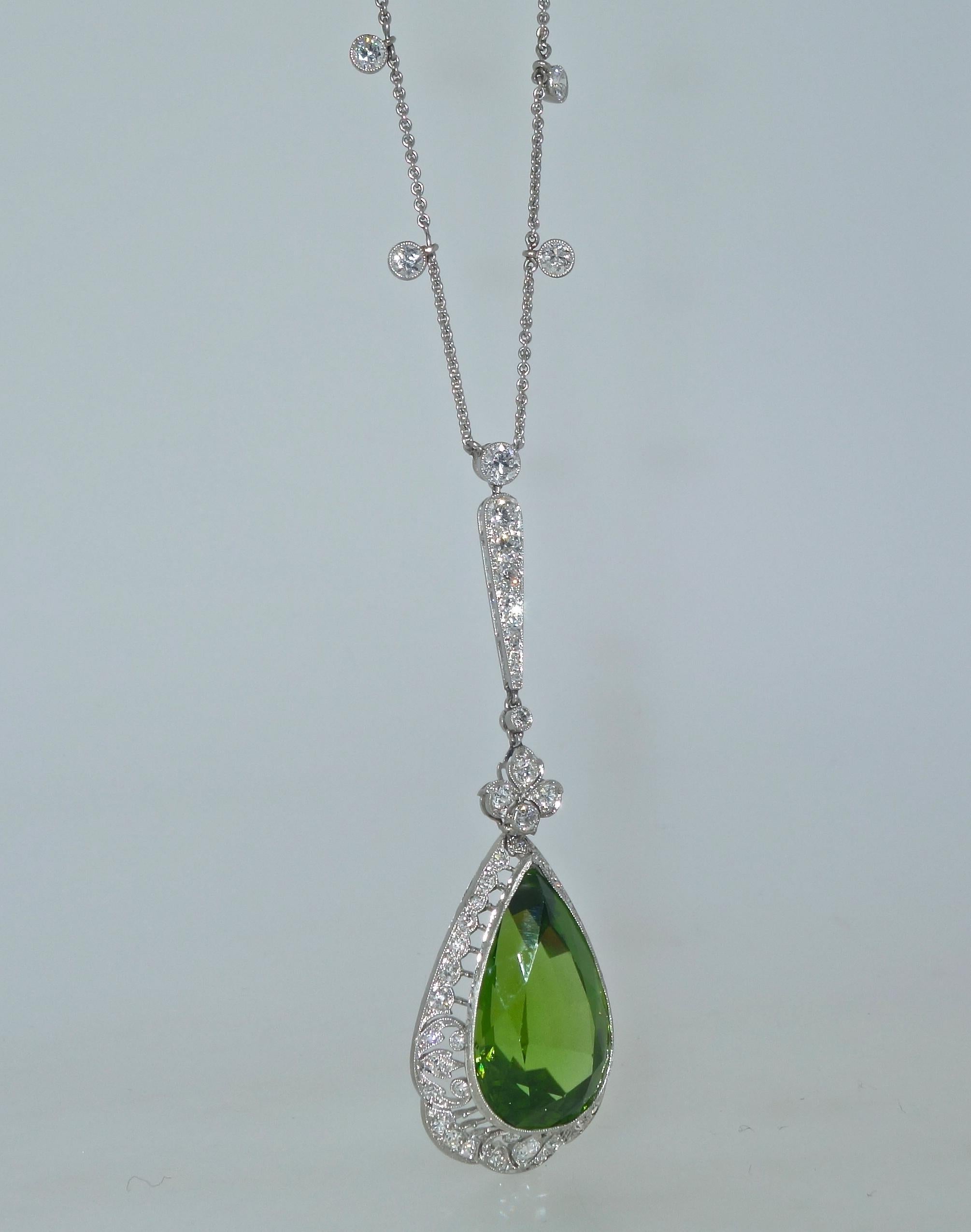 Edwardian Peridot and Diamond Necklace, Shreve & Co., circa 1918 3