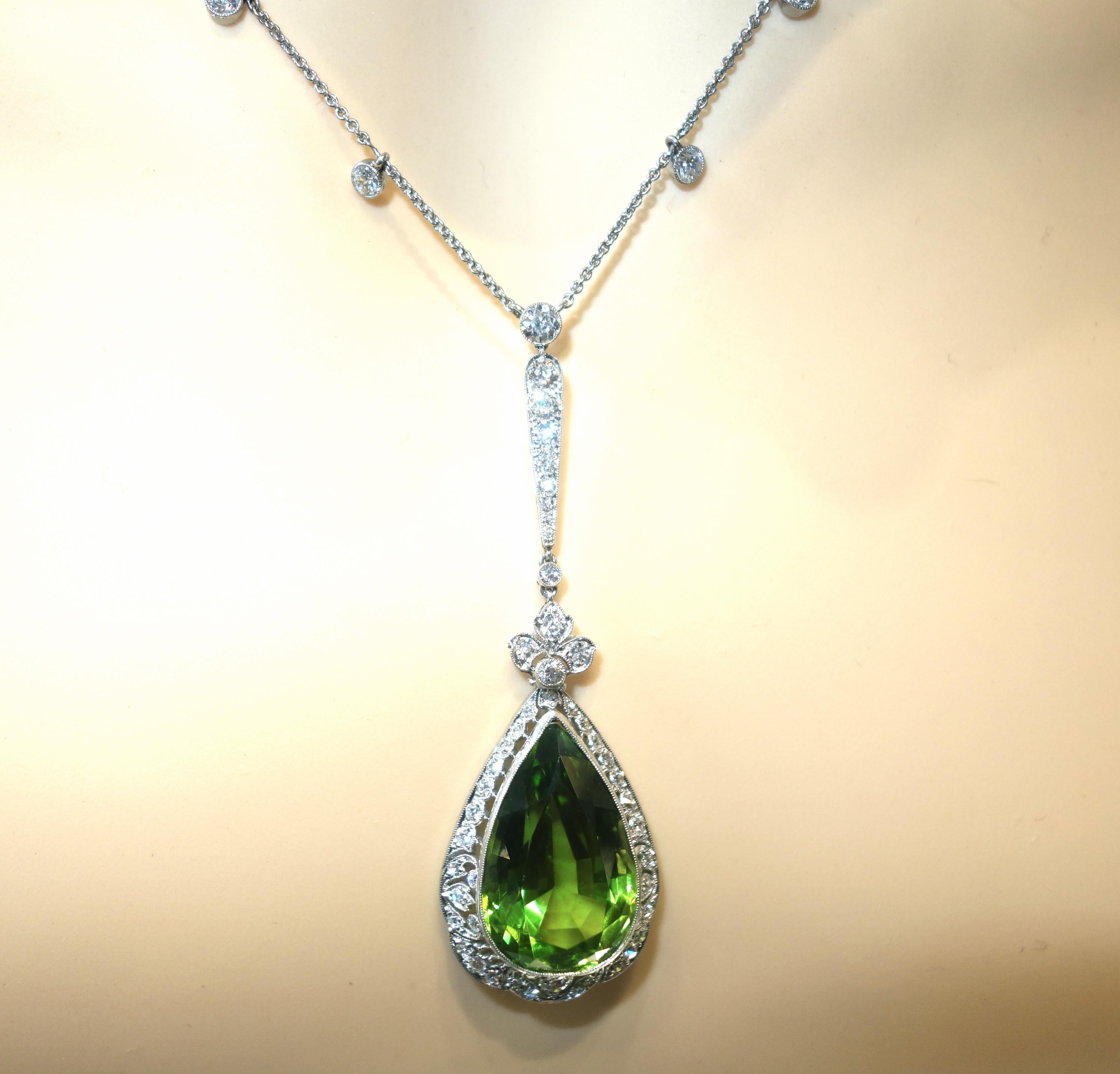 Edwardian Peridot and Diamond Necklace, Shreve & Co., circa 1918 5