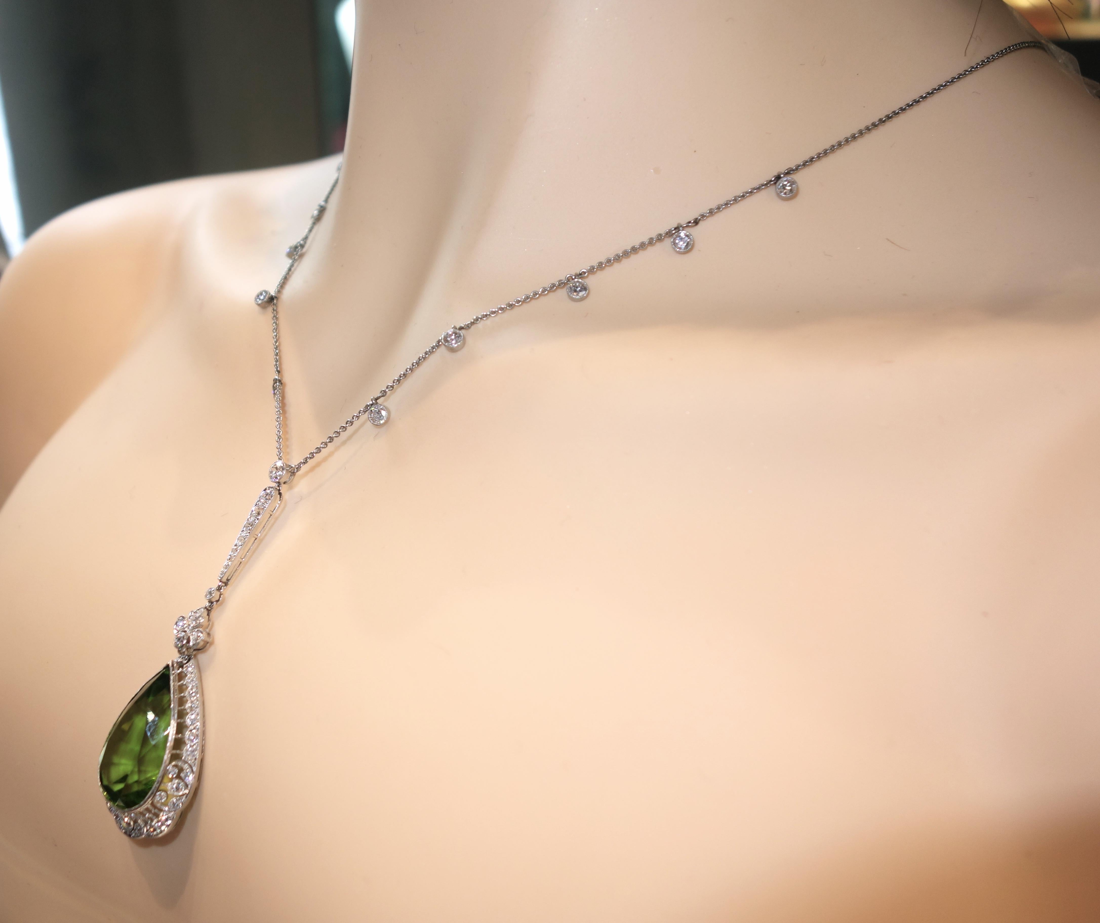 Edwardian Peridot and Diamond Necklace, Shreve & Co., circa 1918 5