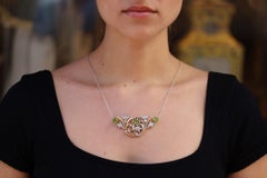 Edwardian Peridot Diamond 18K Gold And Platinum Necklace