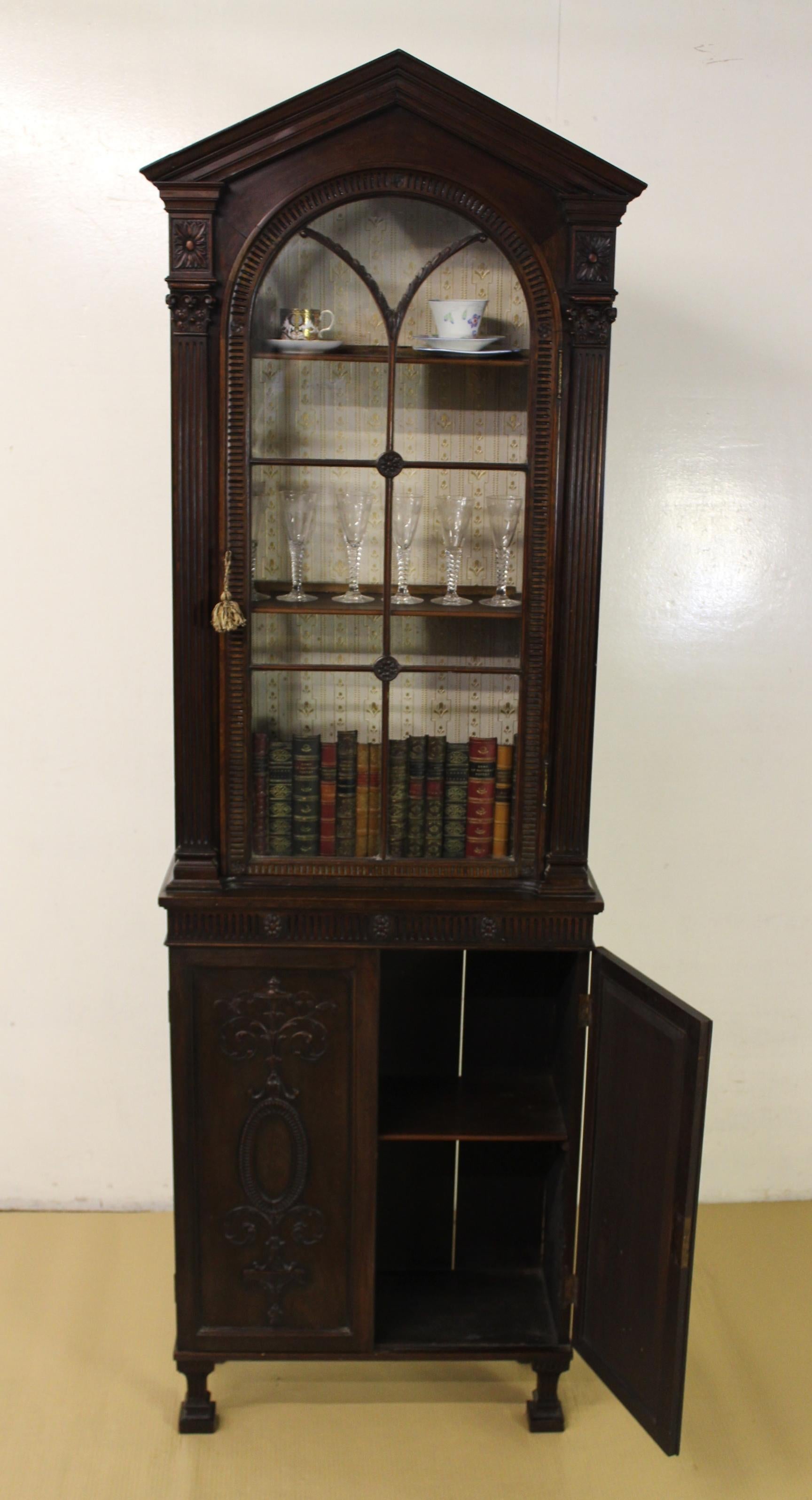 Edwardian Period Adams Style Slender Mahogany Bookcase For Sale 8