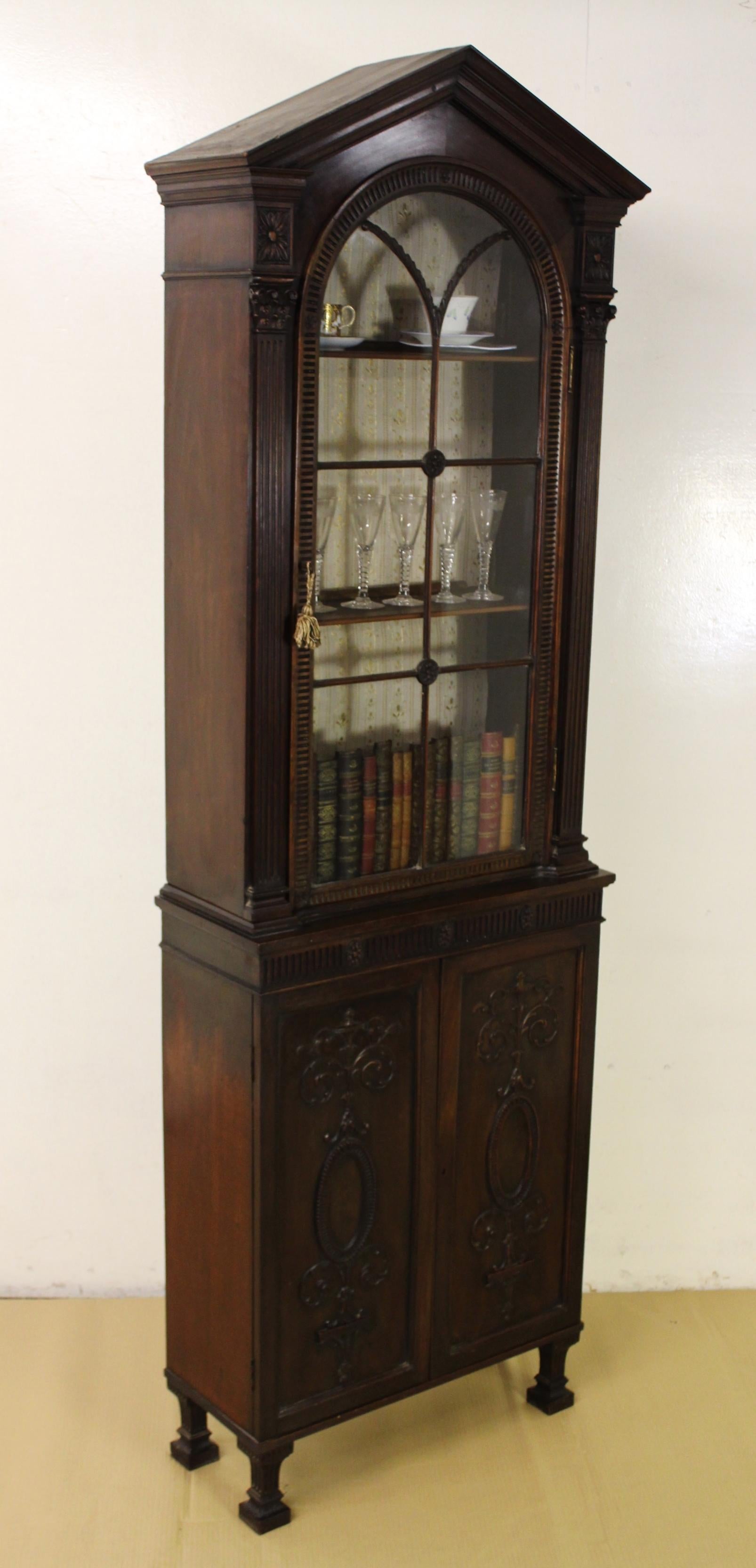 Edwardian Period Adams Style Slender Mahogany Bookcase For Sale 10