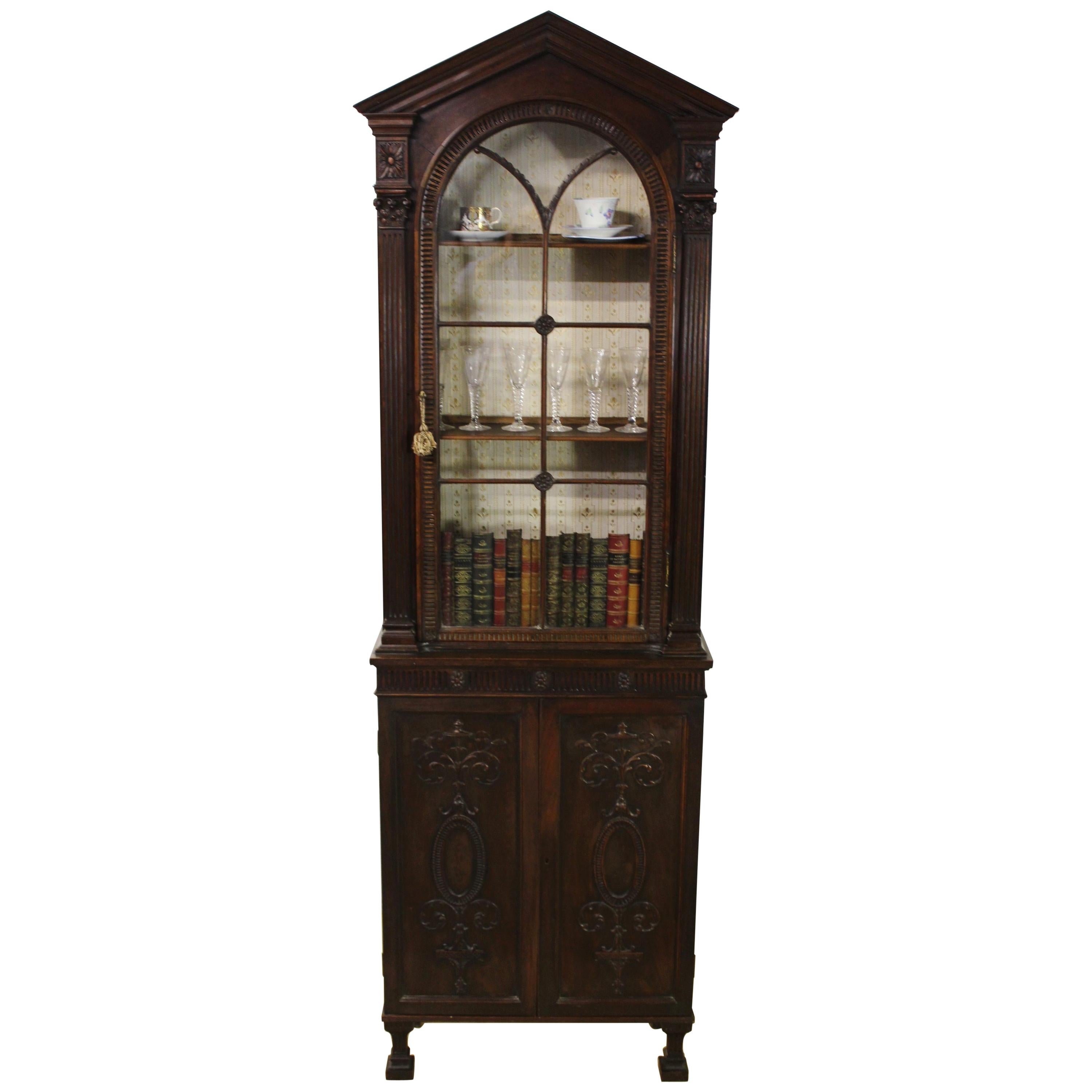 Edwardian Period Adams Style Slender Mahogany Bookcase For Sale