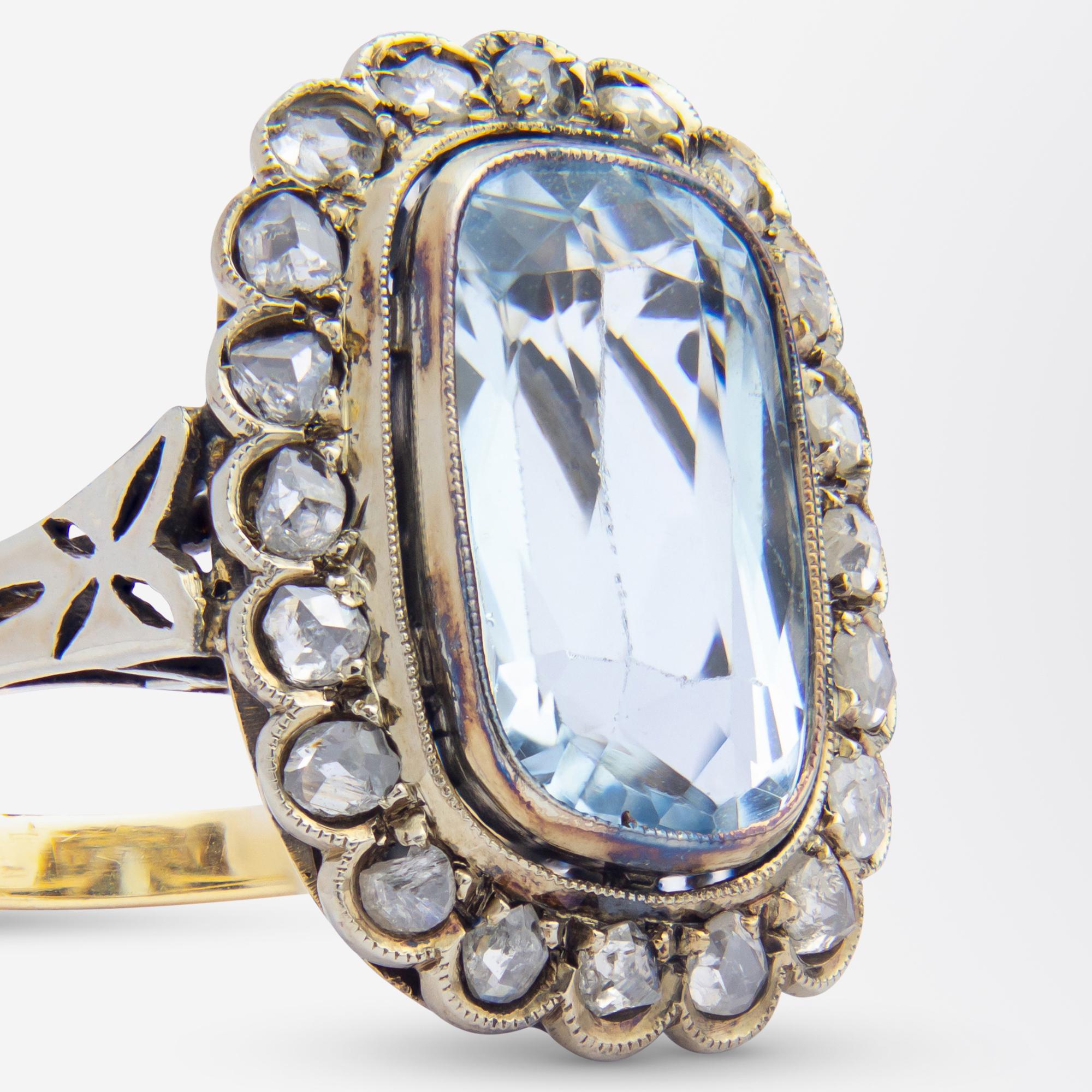 Edwardian Period, Aquamarine & Diamond Ring In Good Condition In Brisbane City, QLD