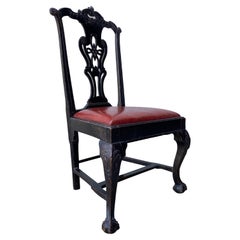 Antique Edwardian Period Carved Painted Chippendale Single Chair