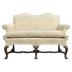 Edwardian Periode geschnitzt Nussbaum gepolstert Settee der Queen Anne Style