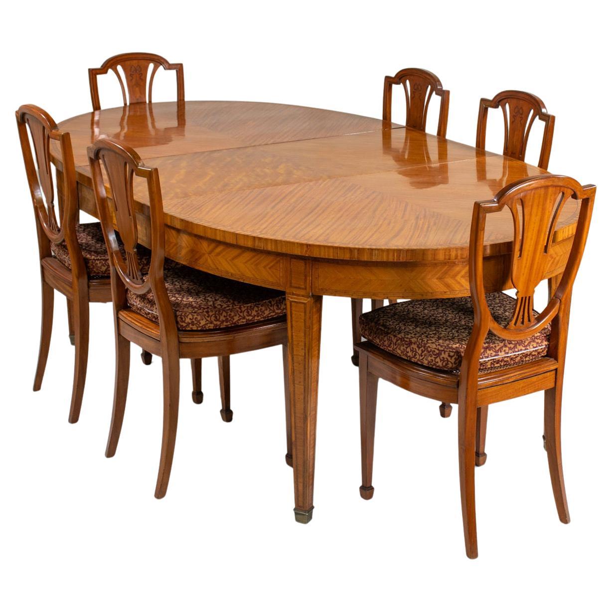 Ensemble de salle à manger anglais d'époque édouardienne d'inspiration Hepplewhite en bois de citronnier en vente