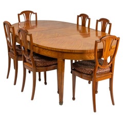 Antique Edwardian Period English Hepplewhite-Inspired Satinwood Dining Ensemble