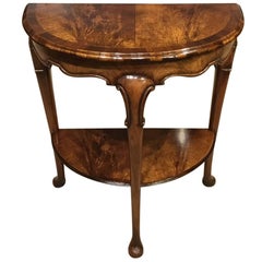 Edwardian Period Figured Walnut Queen Anne Style Side Table