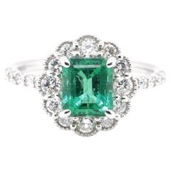 Edwardian Period Inspired 1.18 Carat Natural Emerald Ring Set in Platinum