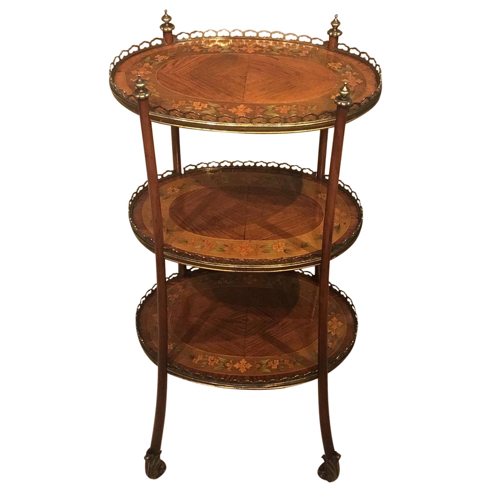 Edwardian Period Kingwood, Sycamore and Marquetry Inlaid Étagère For Sale