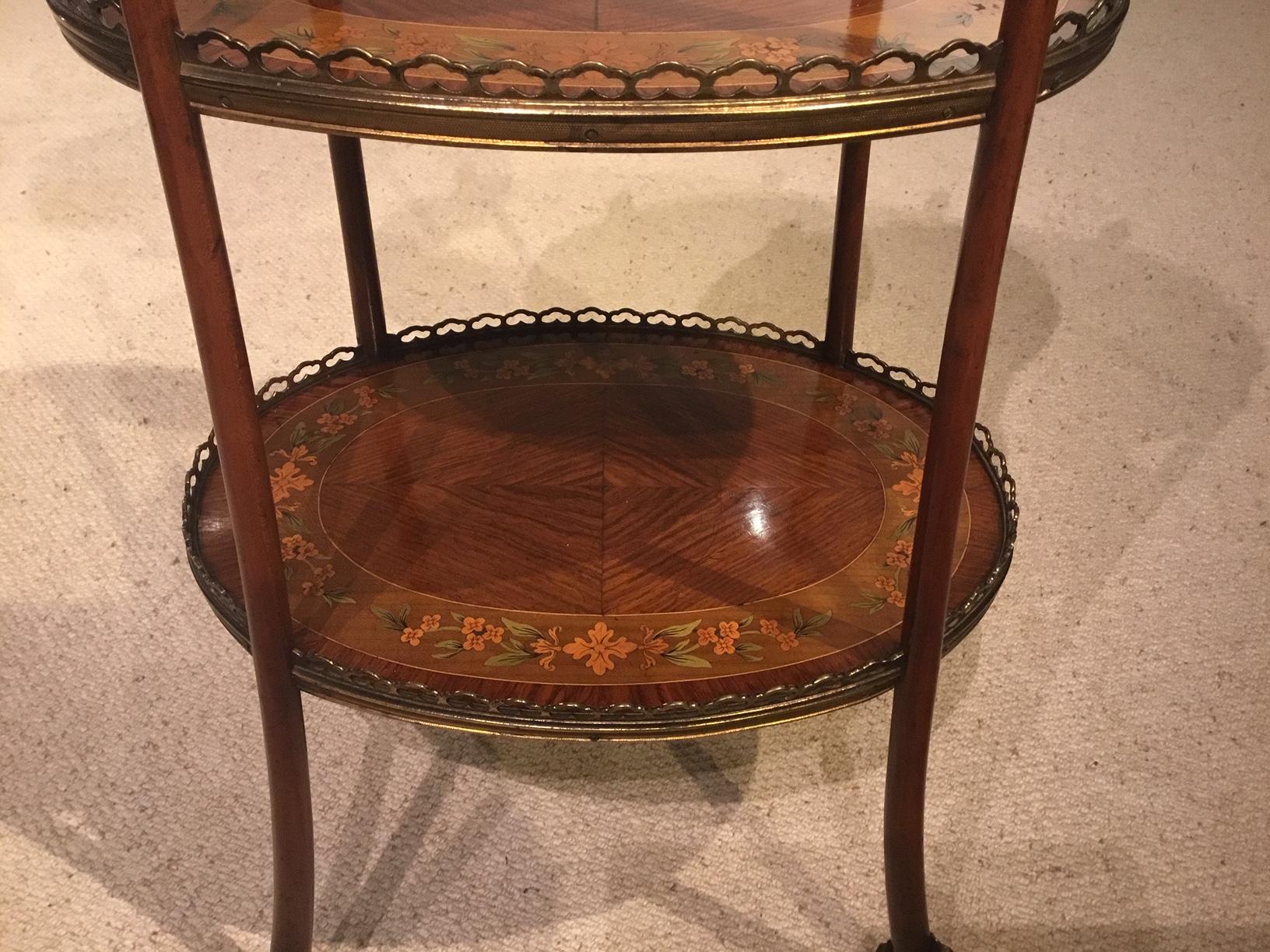 Edwardian Period Kingwood, Sycamore and Marquetry Inlaid Étagère For Sale 3
