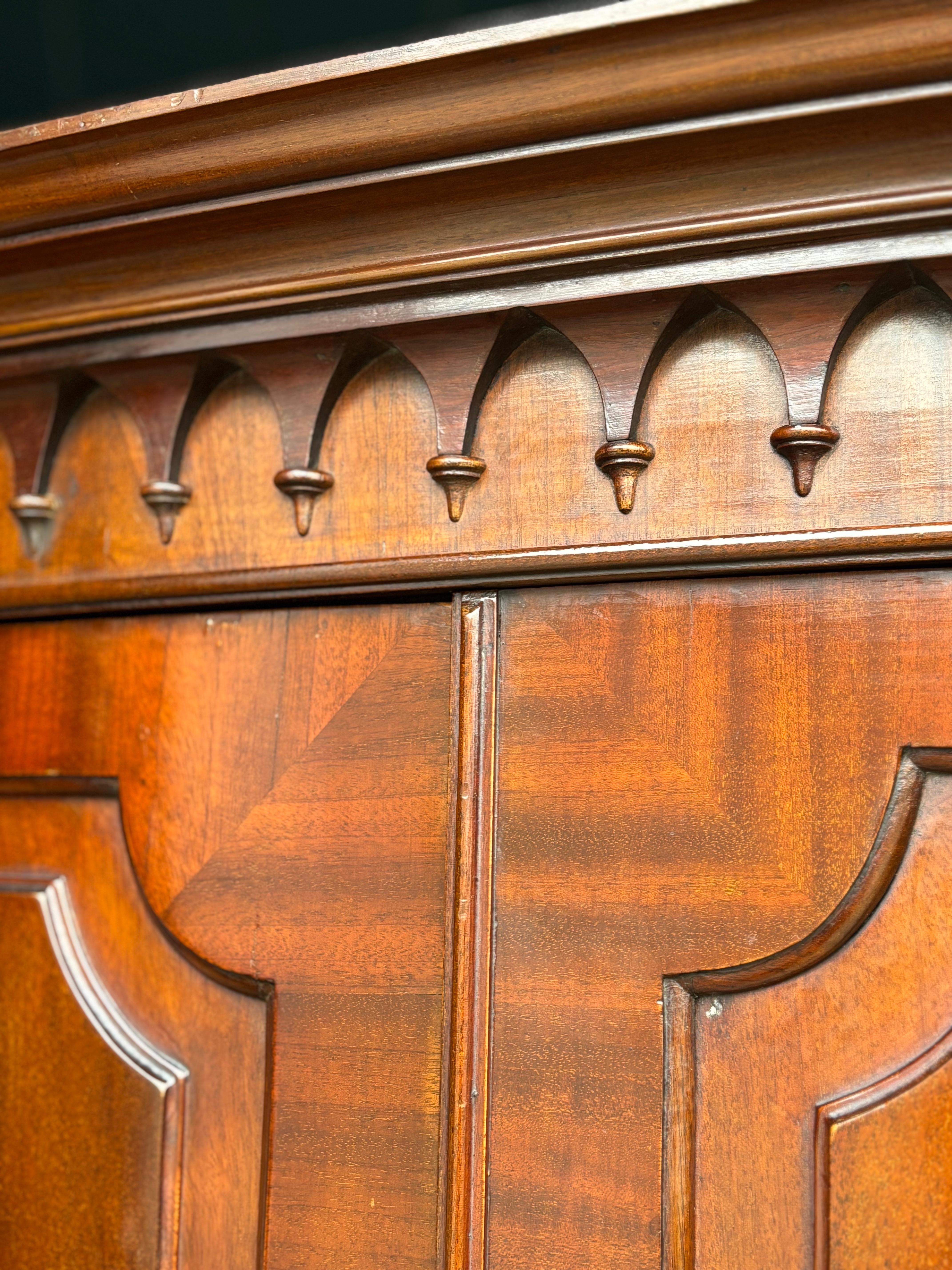 Hand-Carved Edwardian Period Mahogany Bow Front Wardrobe For Sale