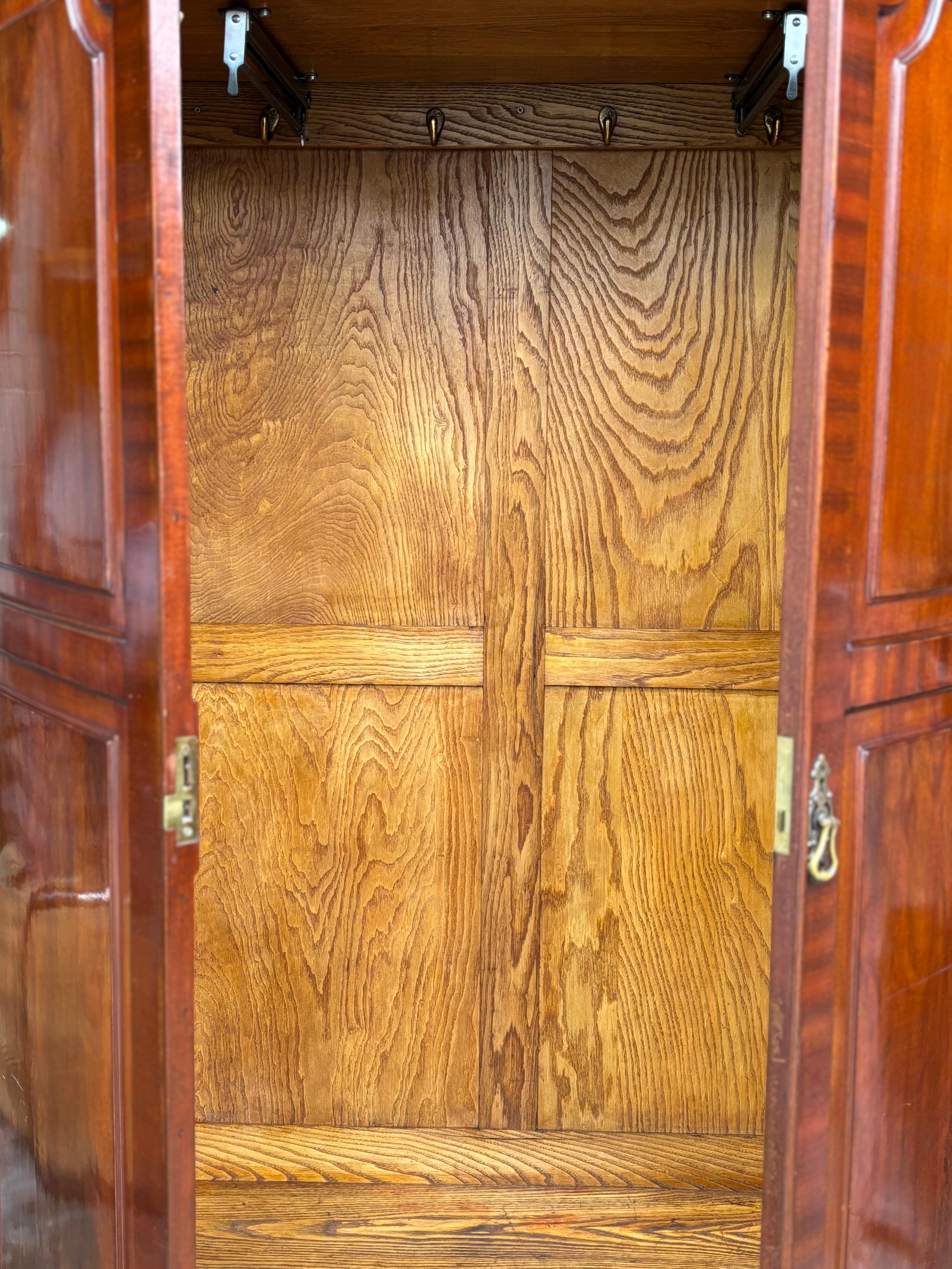 Wood Edwardian Period Mahogany Bow Front Wardrobe For Sale