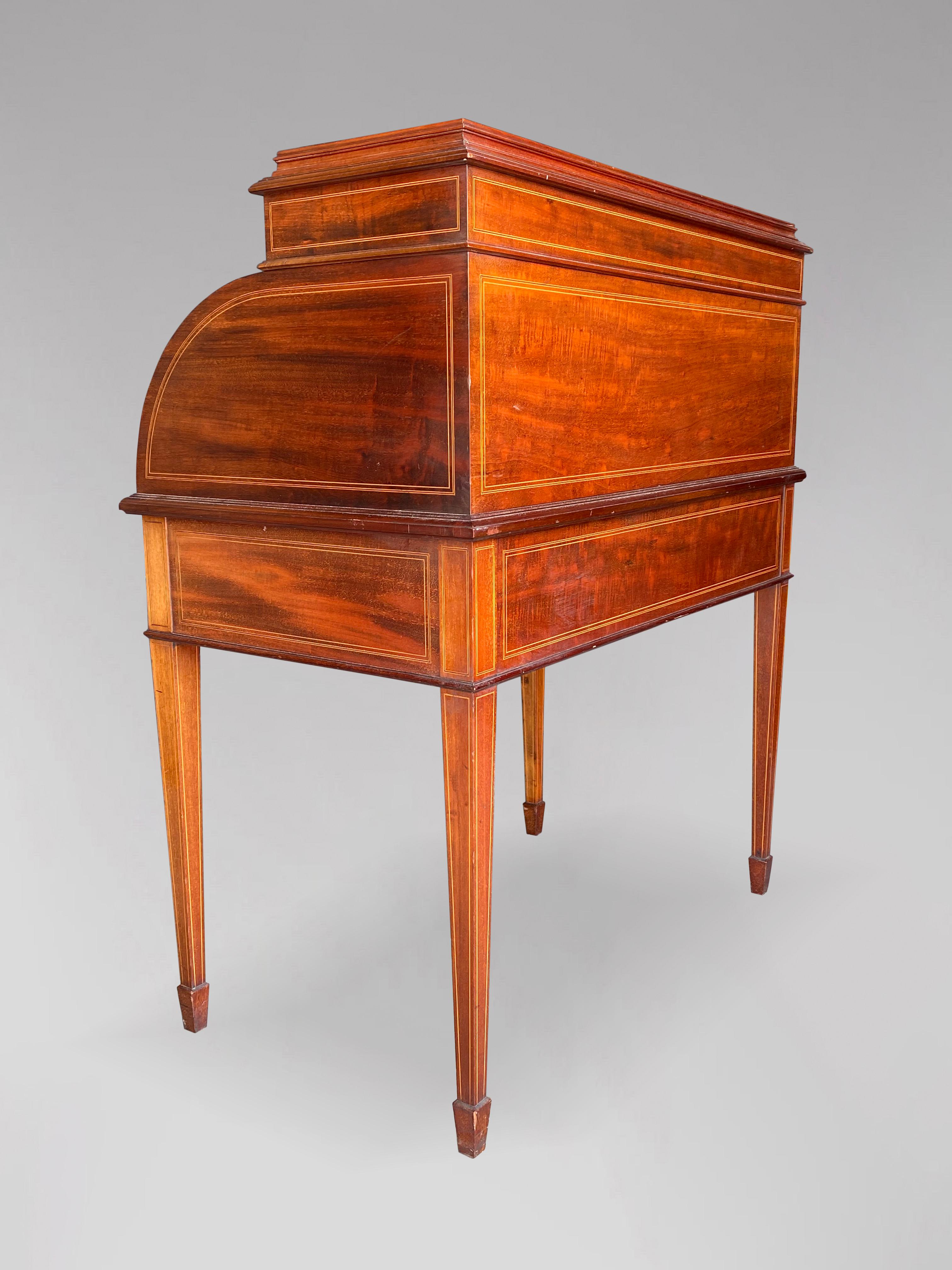 British Edwardian Period Mahogany Cylinder Desk by Maple & Co