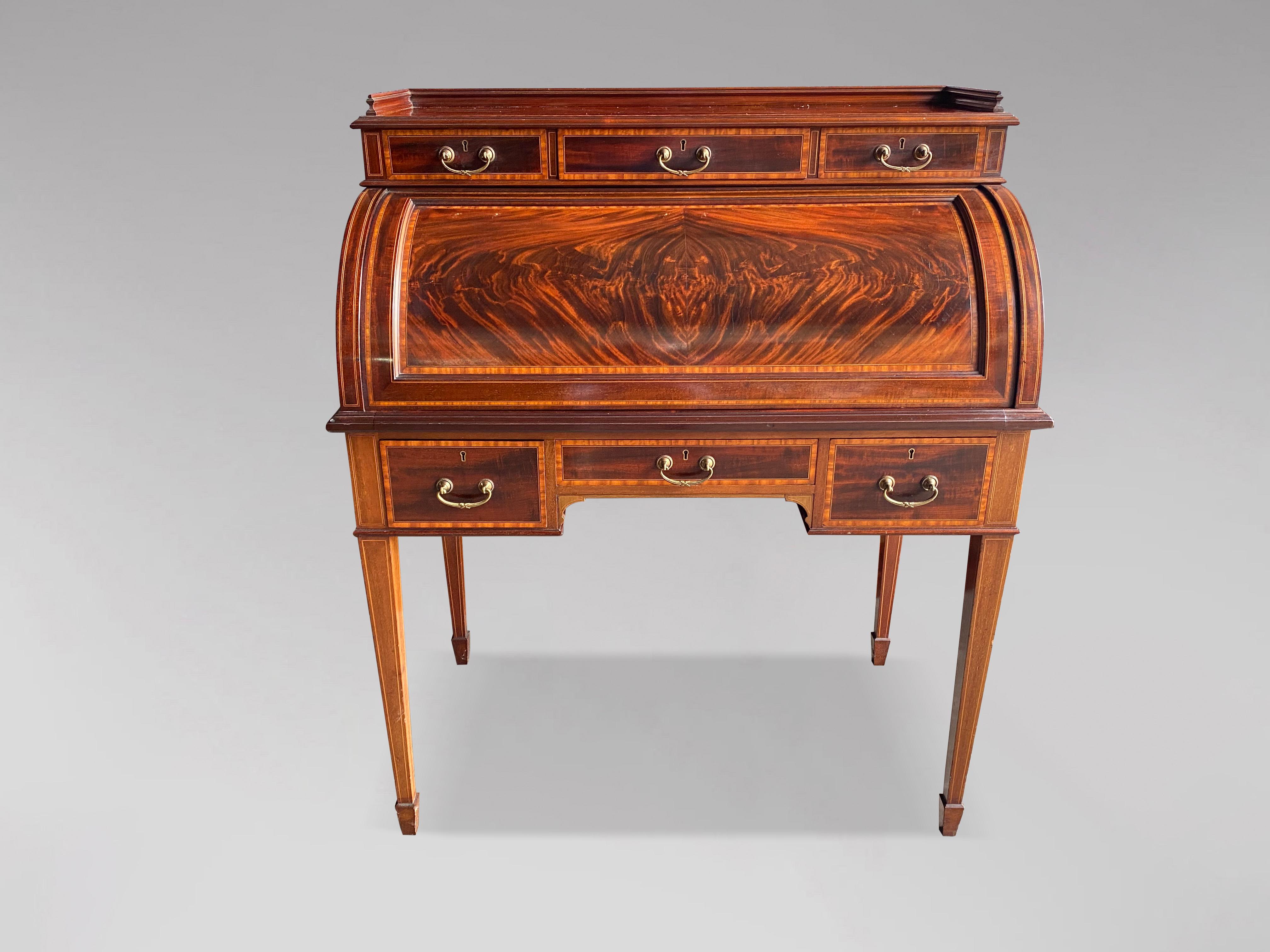 20th Century Edwardian Period Mahogany Cylinder Desk by Maple & Co