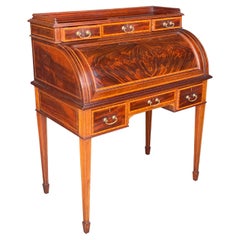 Antique Edwardian Period Mahogany Cylinder Desk by Maple & Co