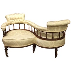 Edwardian Period Mahogany Inlaid Antique Love Seat