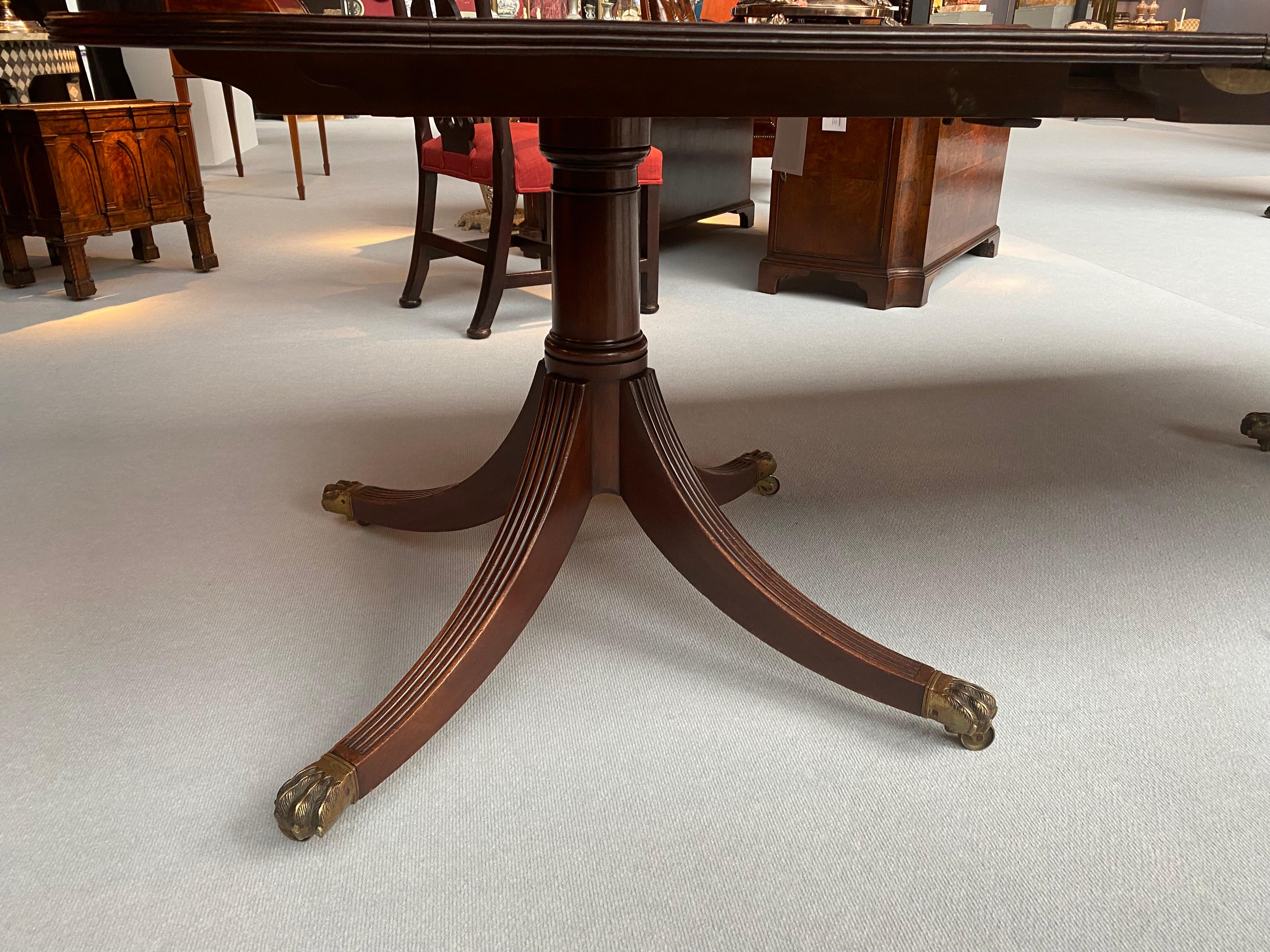 Brass Edwardian Period Mahogany Two Pedestal Dining Table