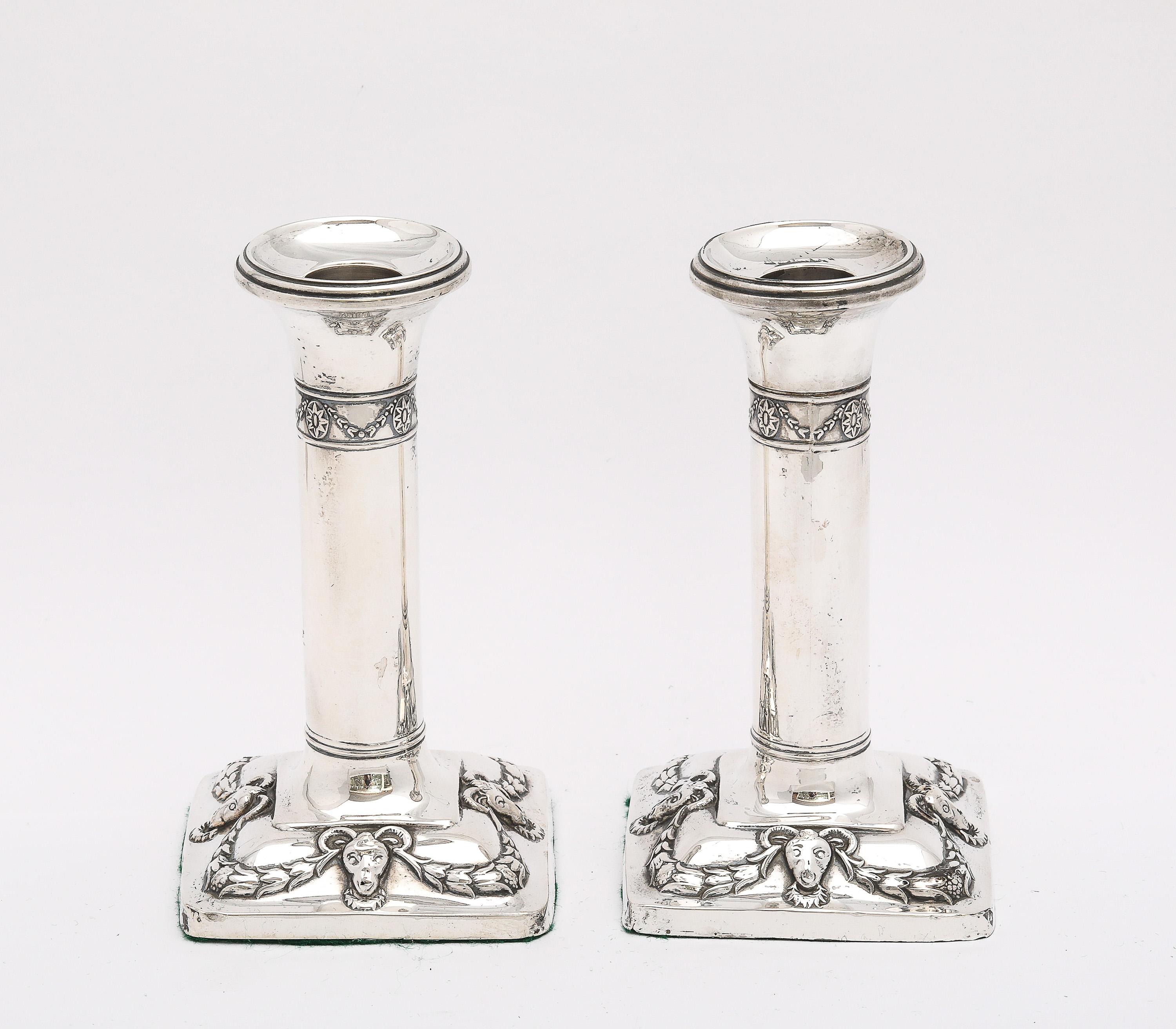 Edwardian Period  Pair of Sterling Silver Neoclassical-Style Candlesticks 6