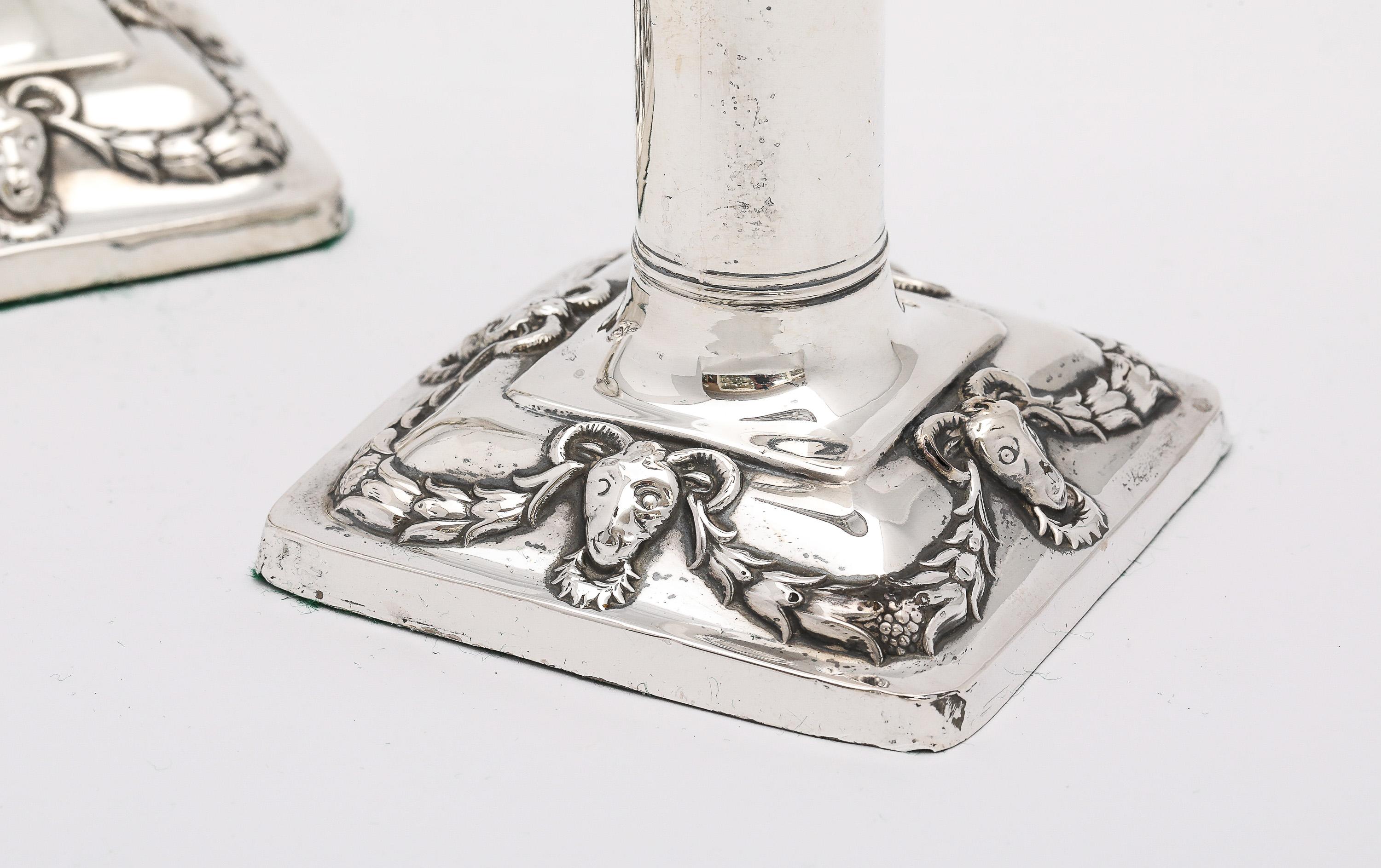 Edwardian Period  Pair of Sterling Silver Neoclassical-Style Candlesticks 8