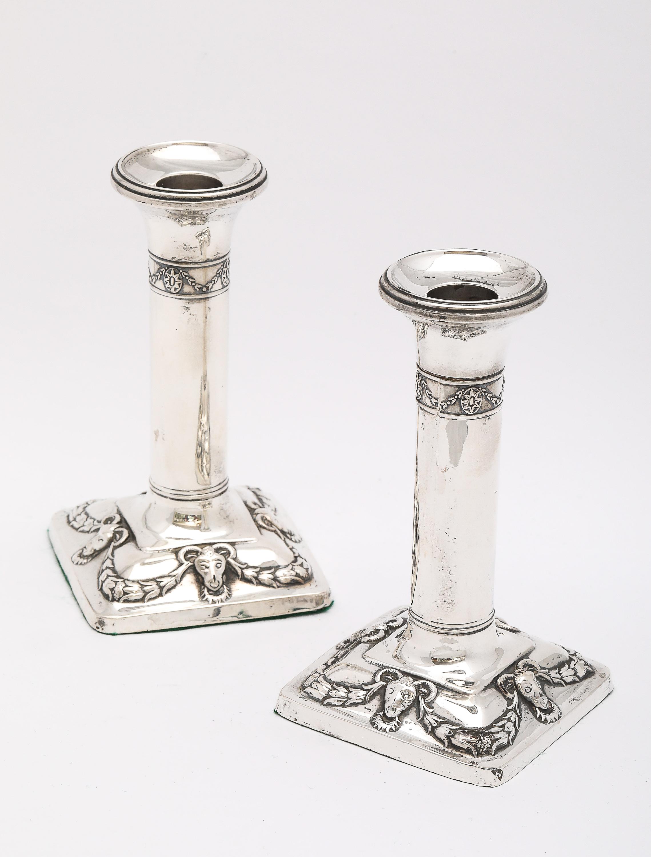 Edwardian Period  Pair of Sterling Silver Neoclassical-Style Candlesticks 11