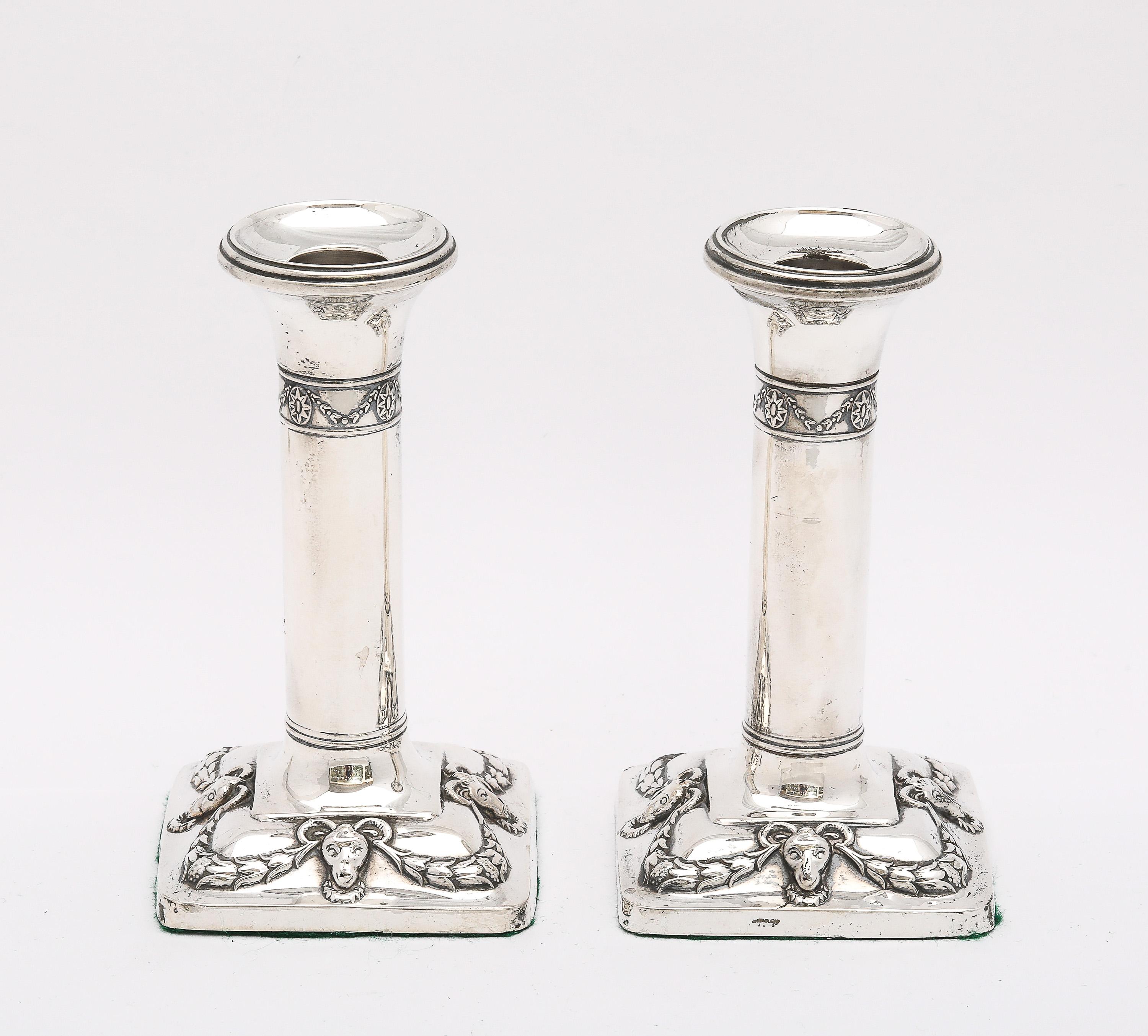 Edwardian Period  Pair of Sterling Silver Neoclassical-Style Candlesticks 2