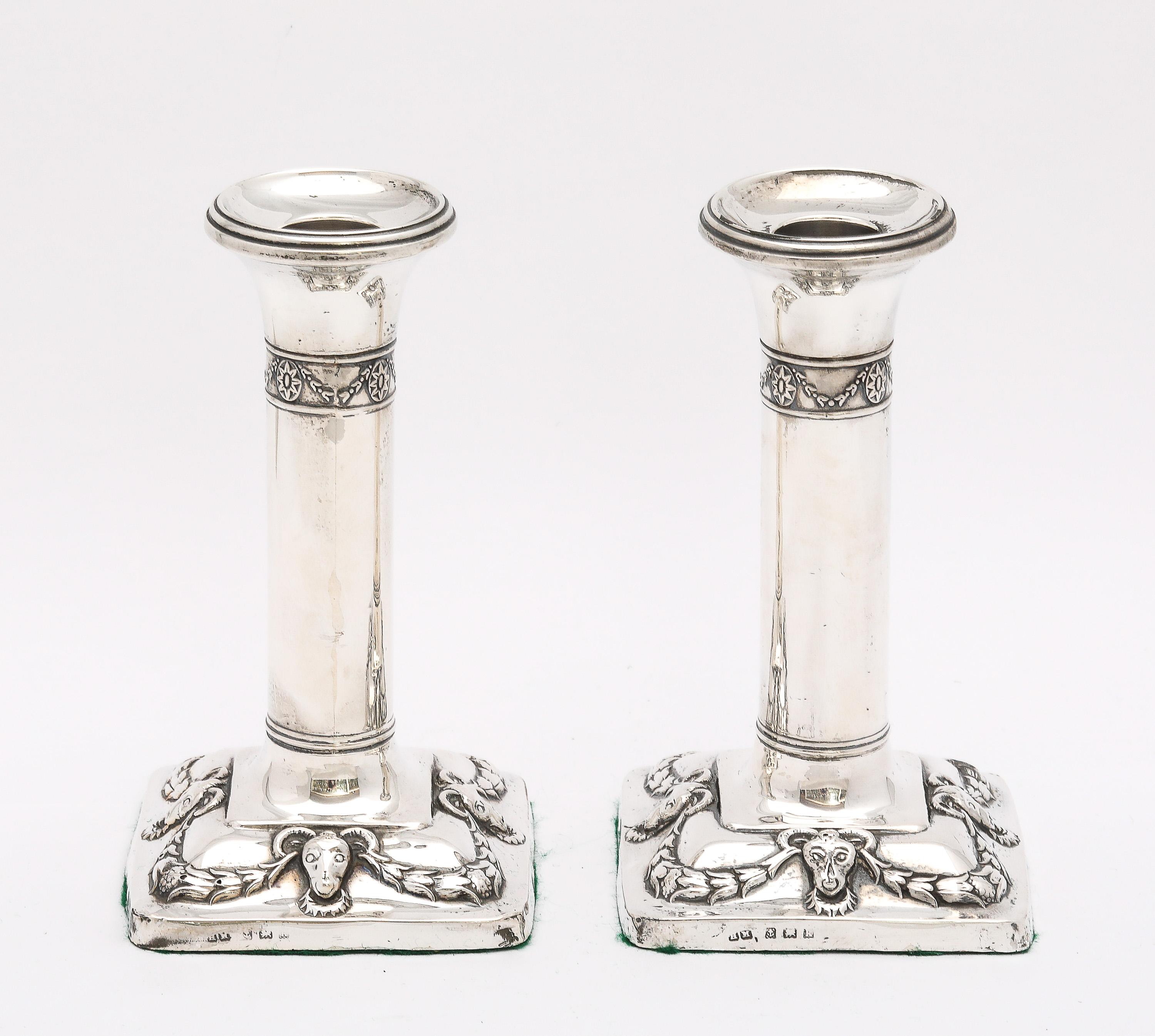 Edwardian Period  Pair of Sterling Silver Neoclassical-Style Candlesticks 3