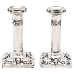 Antique Edwardian Period  Pair of Sterling Silver Neoclassical-Style Candlesticks