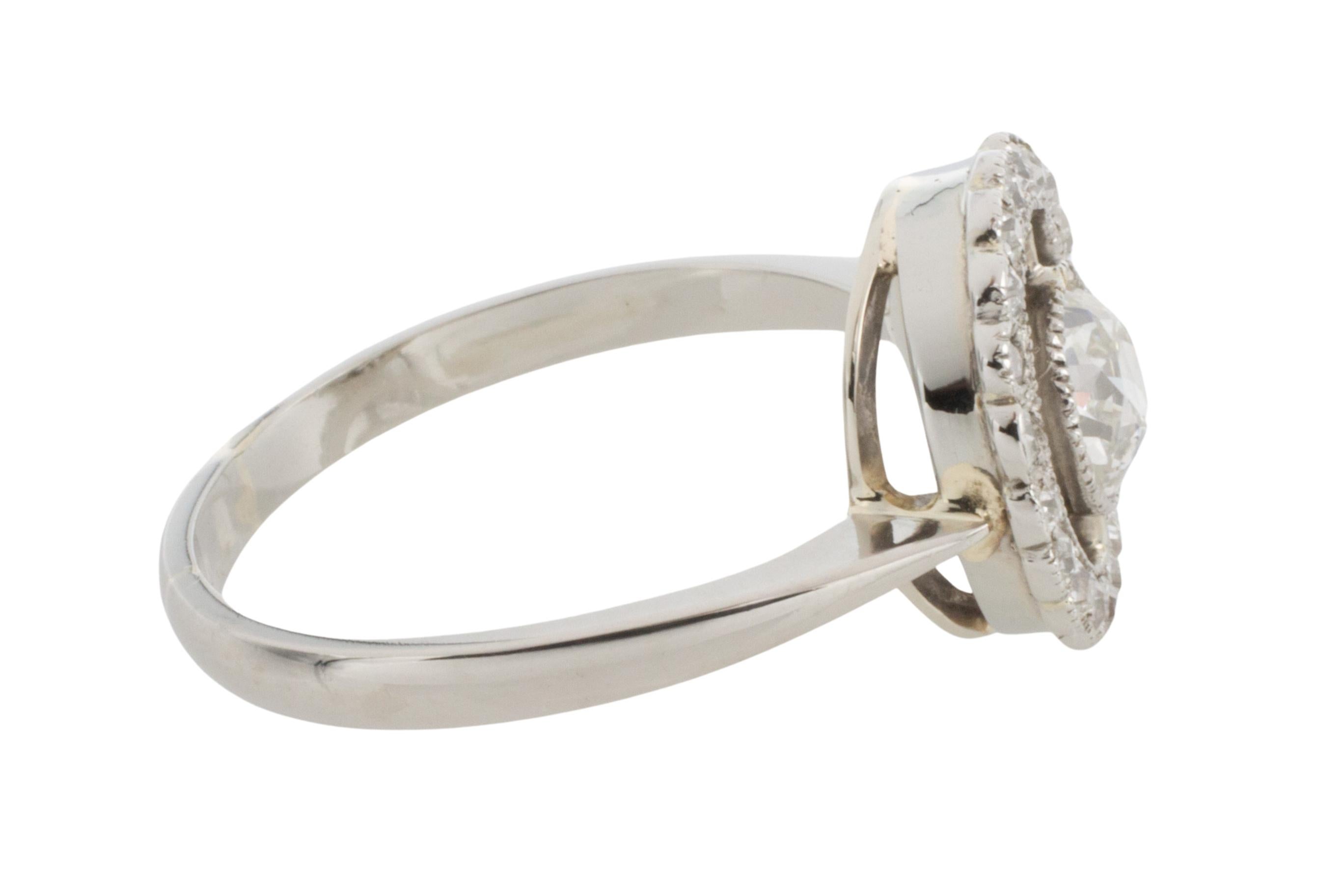 Edwardian period platinum target ring with old cut diamonds For Sale 4