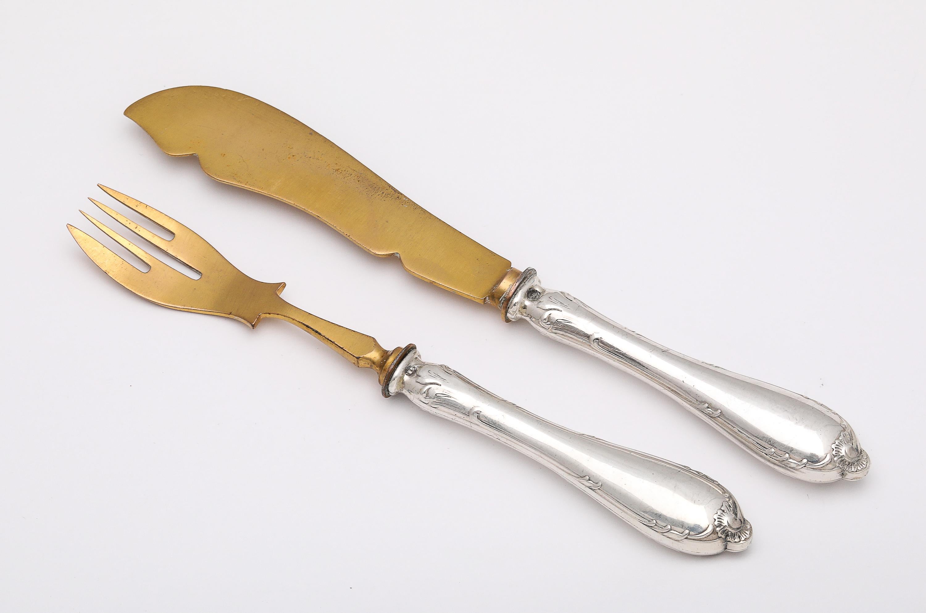 Edwardian Period Russian Silver (.840)- Mounted Fish Serving Set -Service for 12 For Sale 5