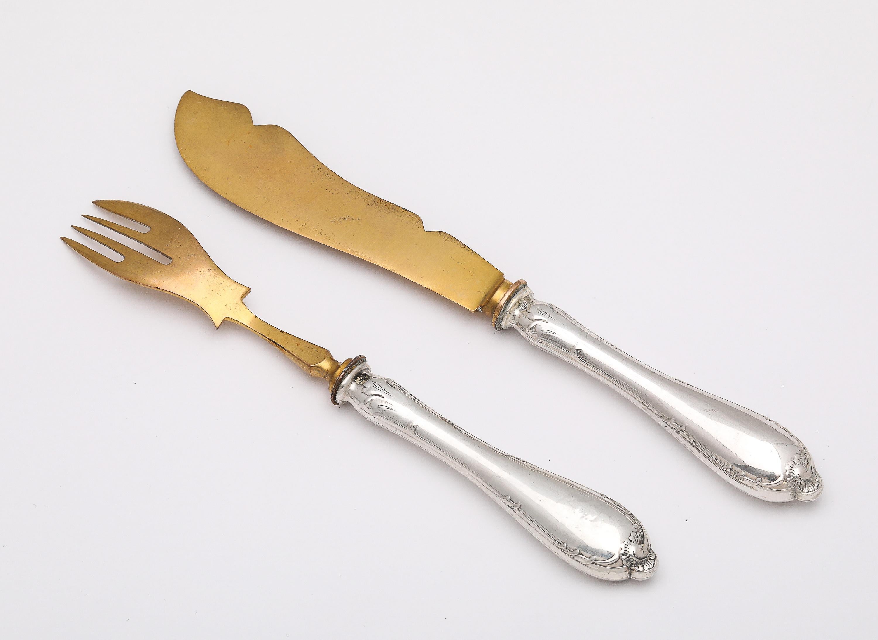 Edwardian Period Russian Silver (.840)- Mounted Fish Serving Set -Service for 12 For Sale 6