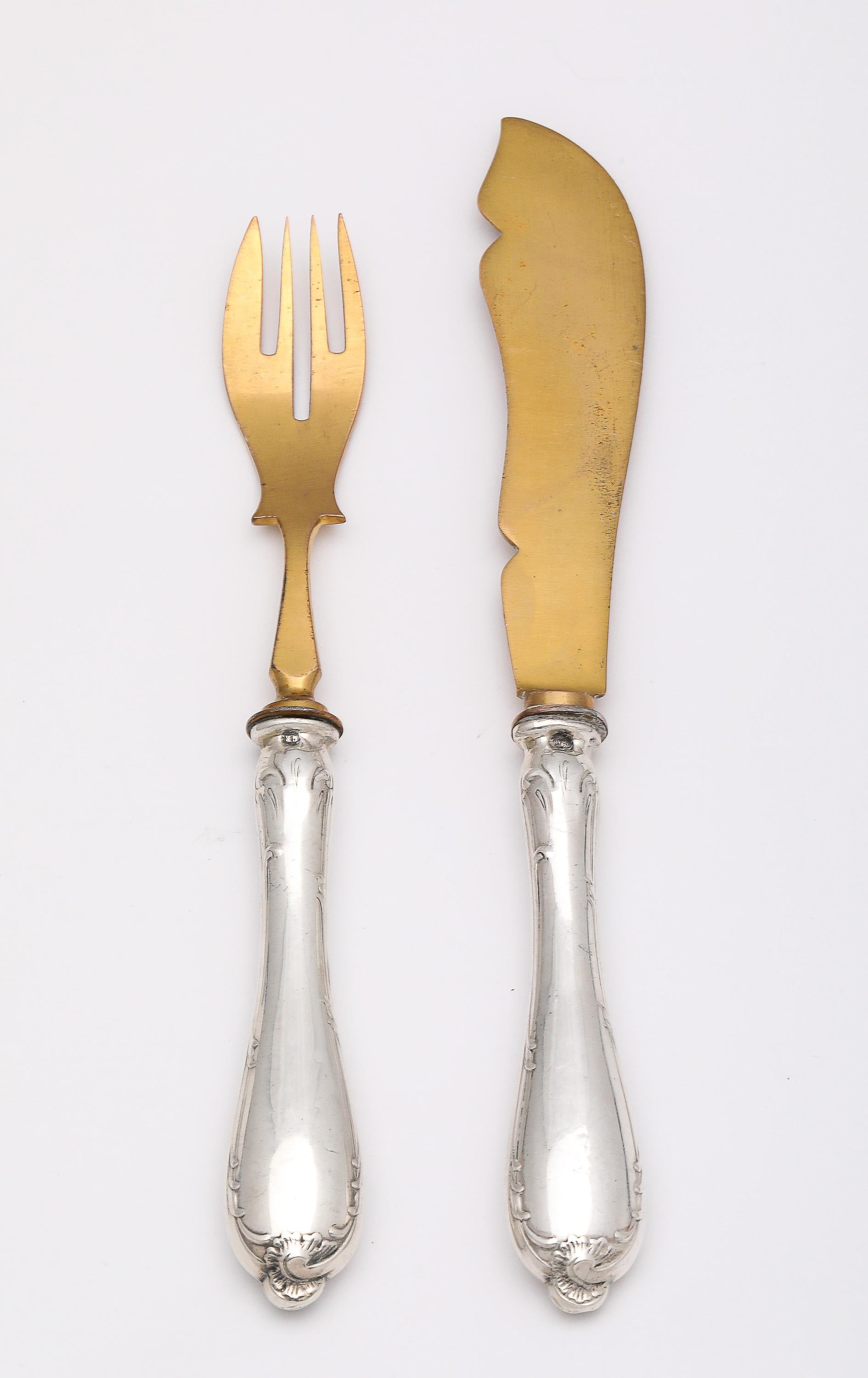 Edwardian Period Russian Silver (.840)- Mounted Fish Serving Set -Service for 12 For Sale 7
