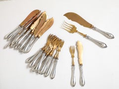 Edwardian Period Russian Silver (.840)- Mounted Fish Serving Set -Service for 12