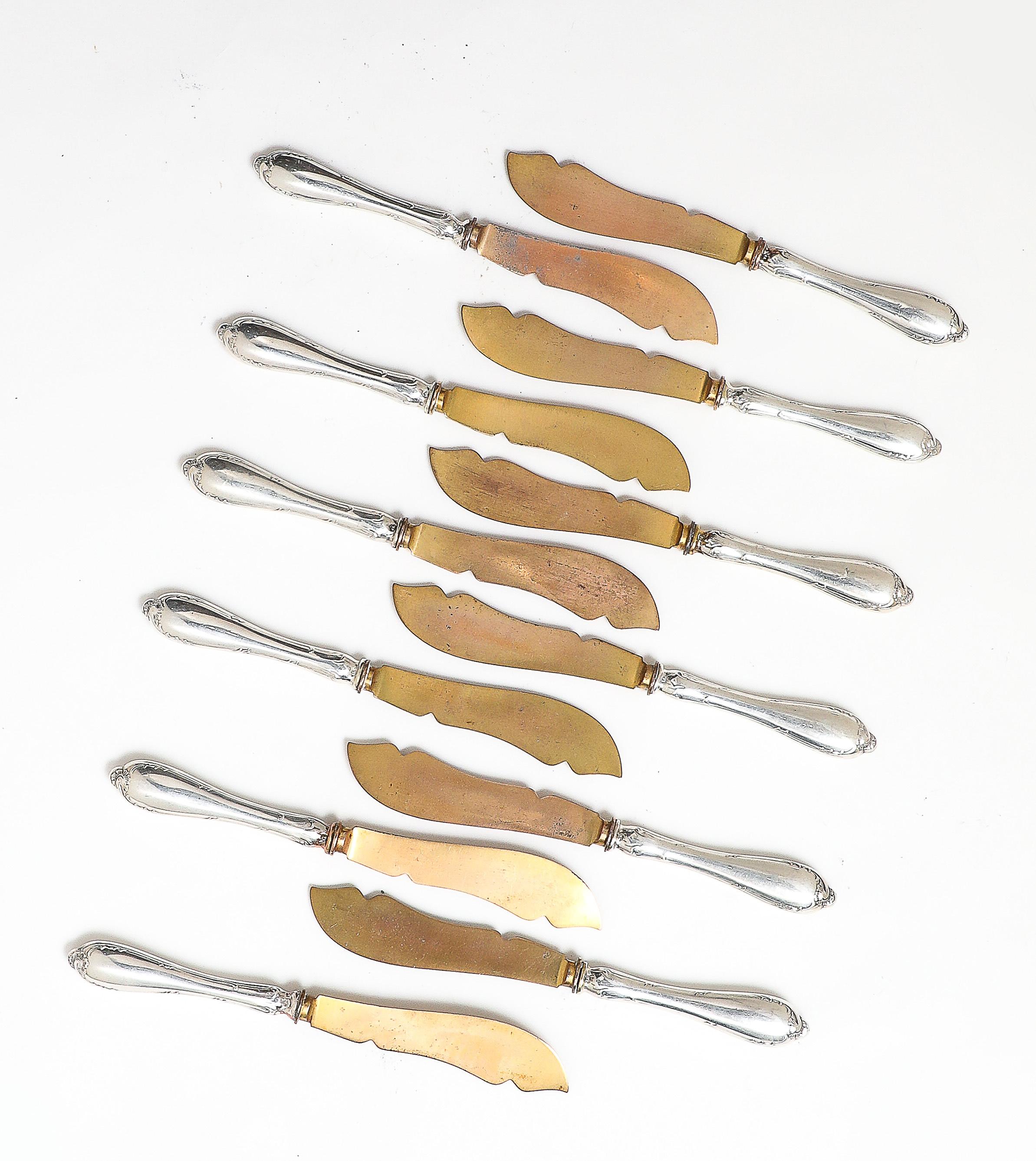 Edwardian Period Russian Silver (.840)- Mounted Fish Serving Set -Service for 12 For Sale 13