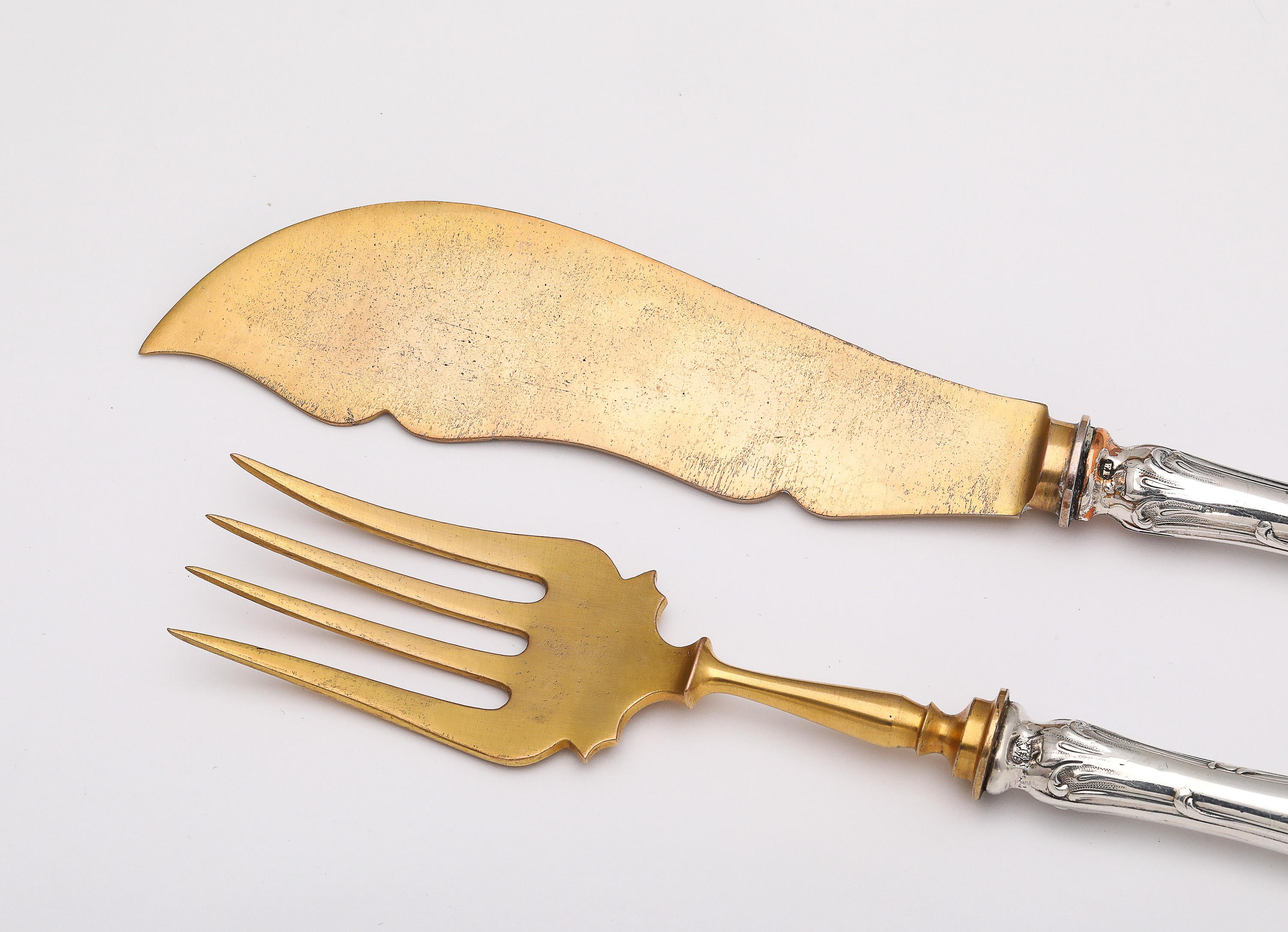 Early 20th Century Edwardian Period Russian Silver (.840)- Mounted Fish Serving Set -Service for 12 For Sale