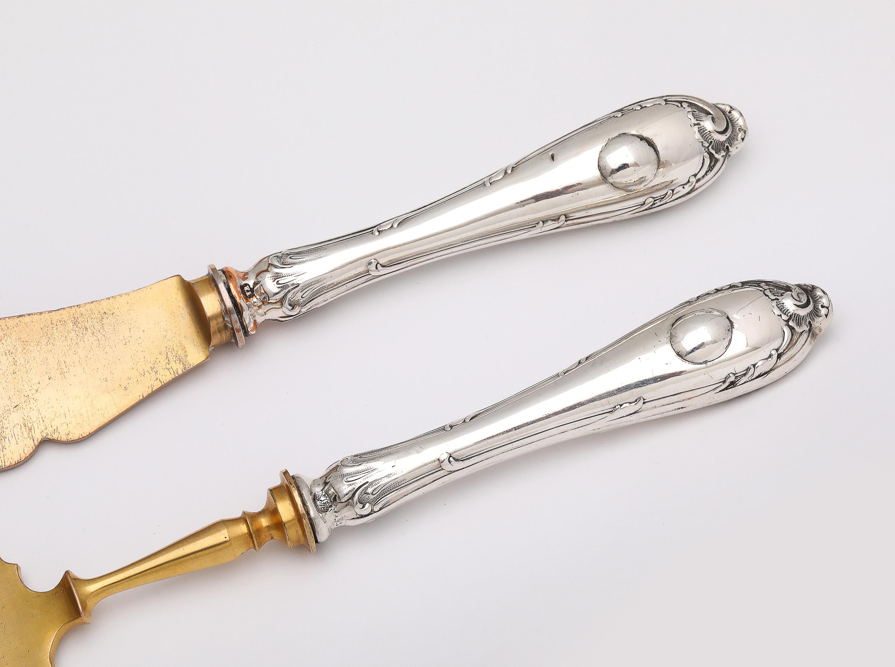 Gold Edwardian Period Russian Silver (.840)- Mounted Fish Serving Set -Service for 12 For Sale