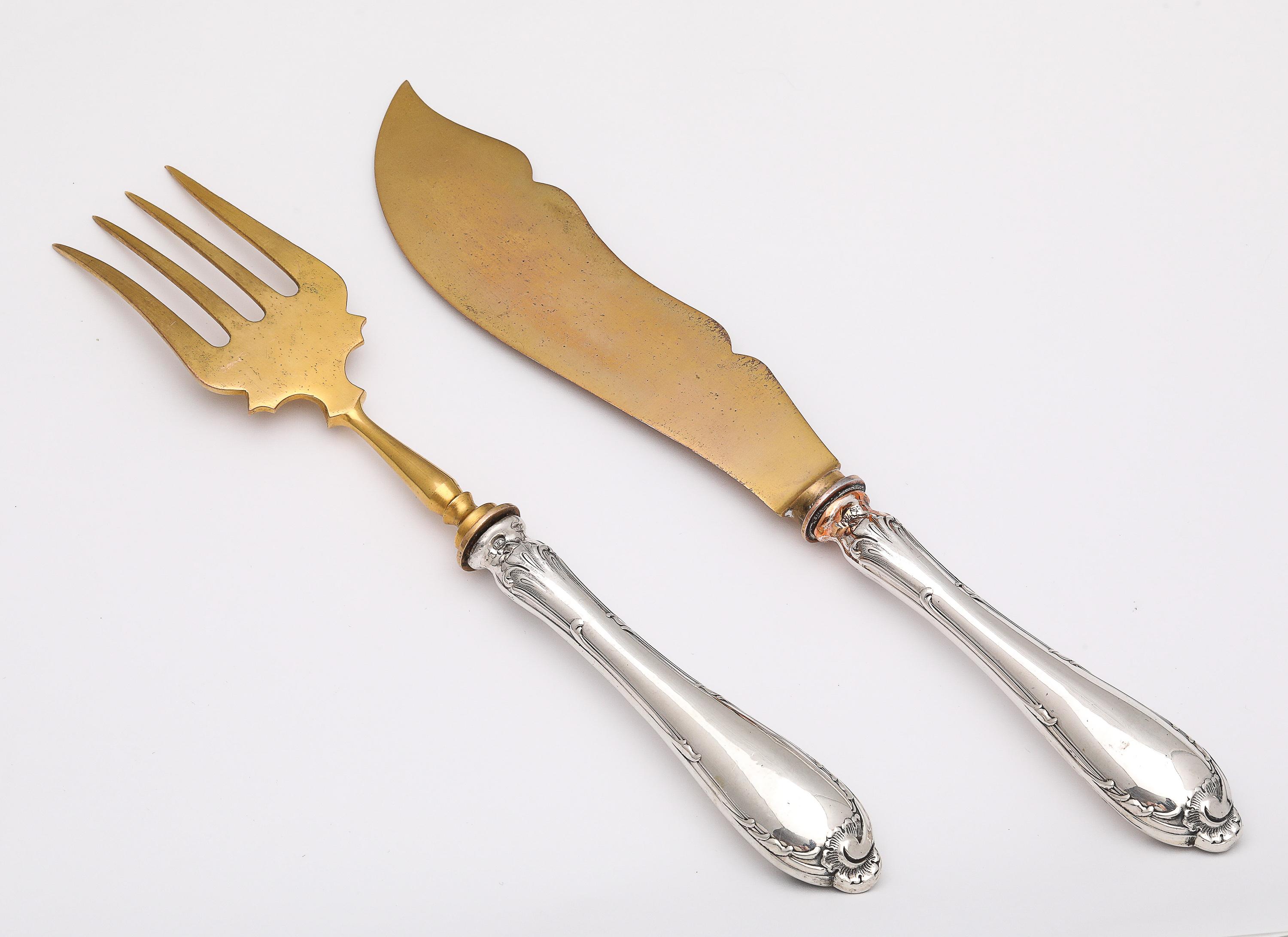 Edwardian Period Russian Silver (.840)- Mounted Fish Serving Set -Service for 12 For Sale 1