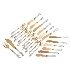 Russisches Silber (.840)-montiertes Fischservierbesteck aus der Edwardianischen Periode -Service für 12 Personen