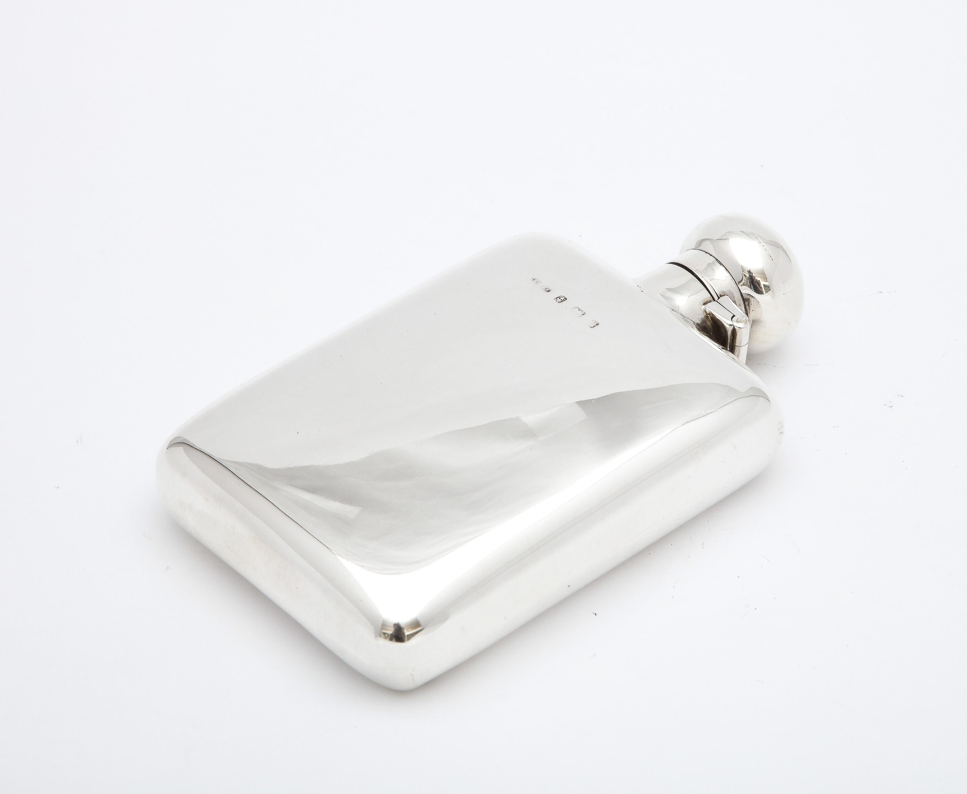 Edwardian Period Sterling Silver Flask With Hinged Lid 5